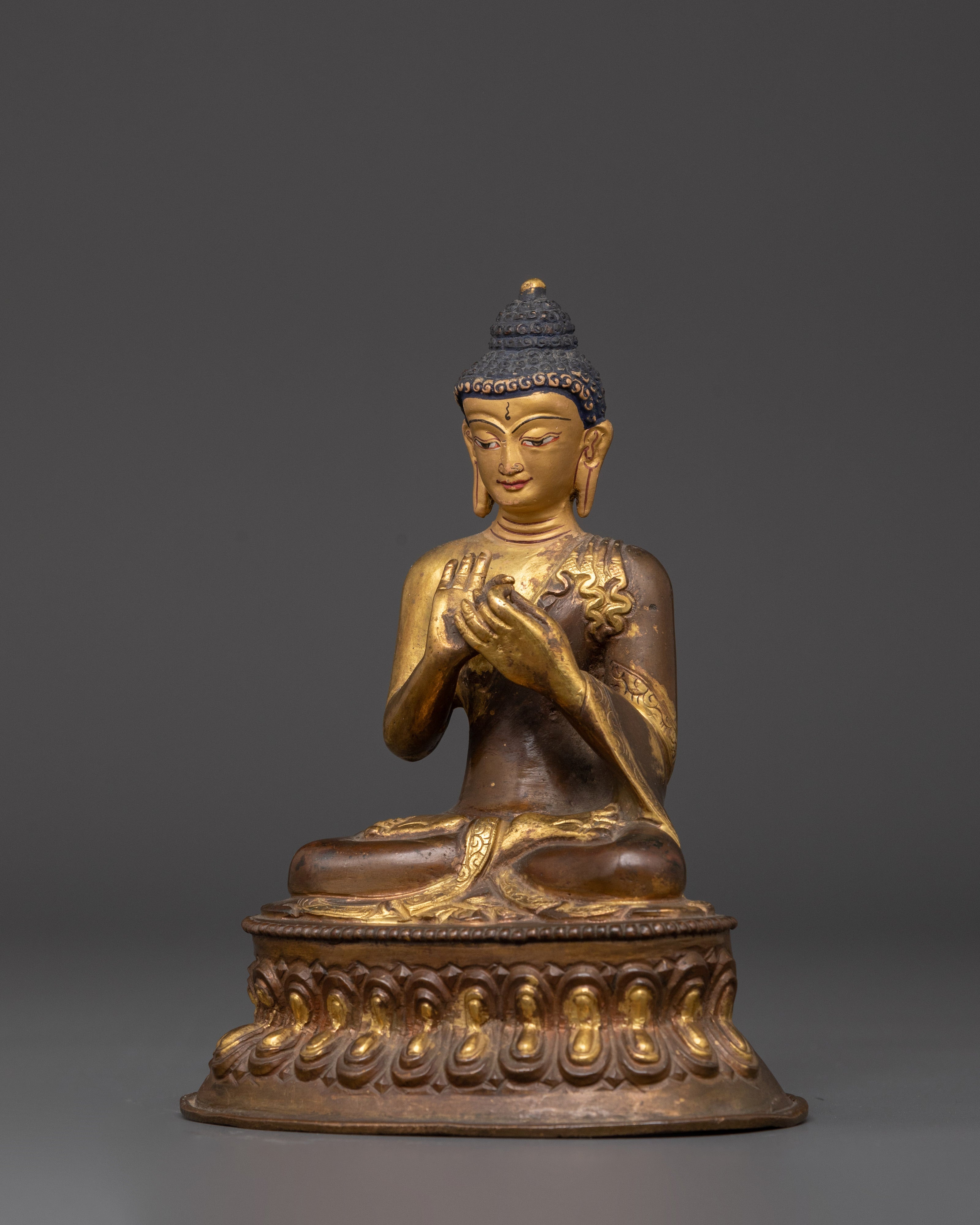 Handcrafted Vairocana Statue | Oxidized Copper & Gold Plated Buddhist Deity Sculpture
