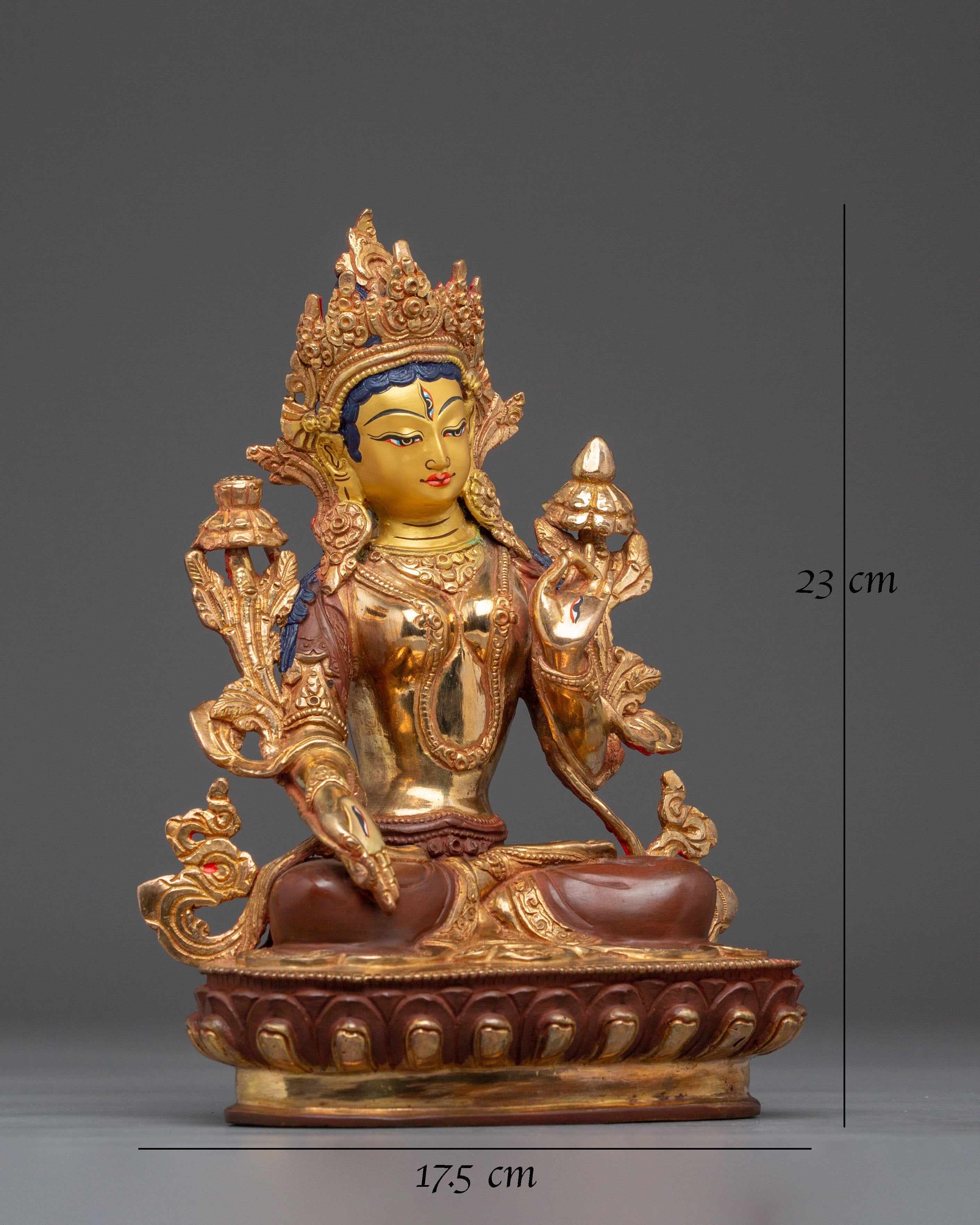 White Tara Buddha Statue with 24K Gold Gilded