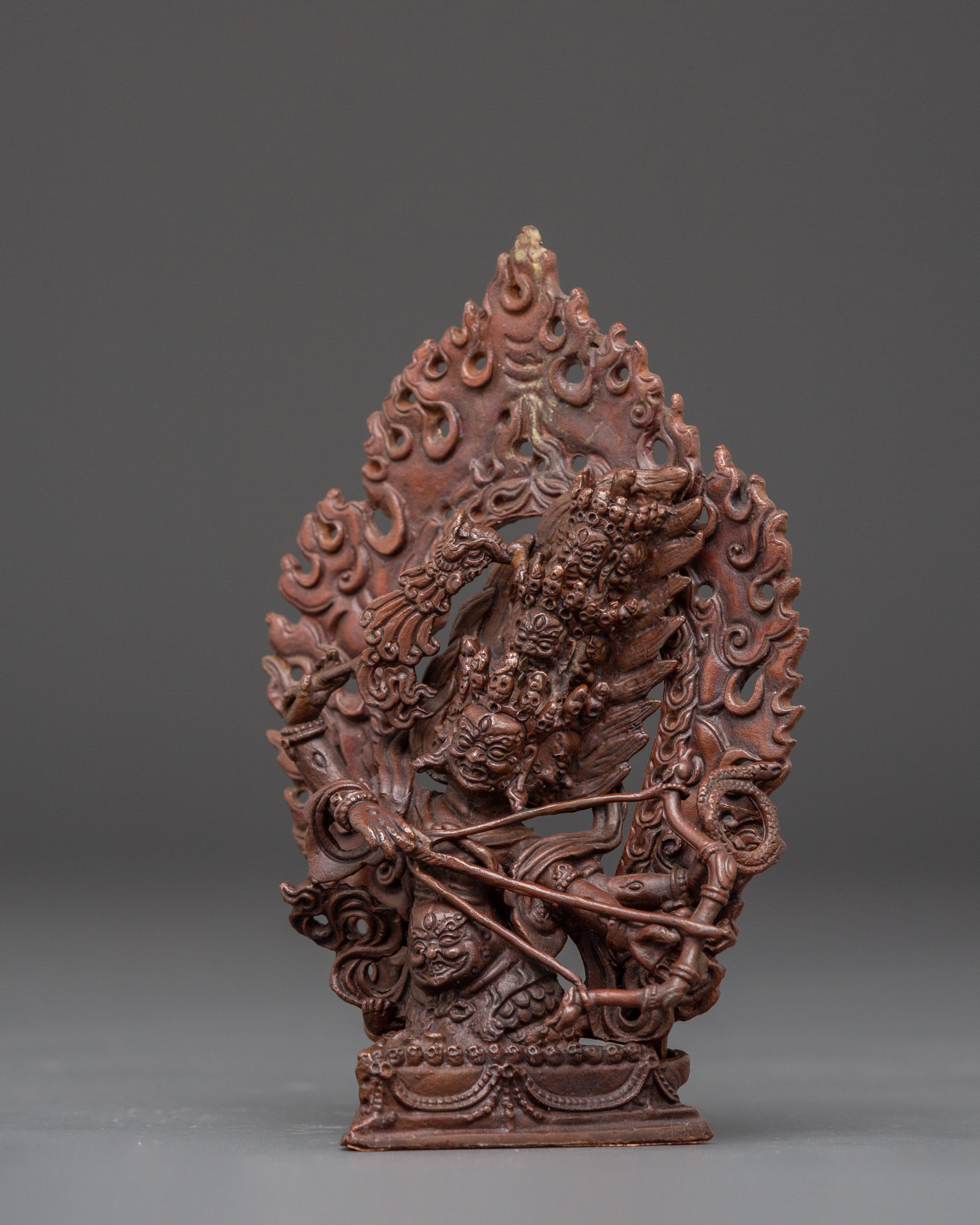 Sacred Dharma Protector Rahula Statue | Oxidized Copper Buddhist Deity Sculpture