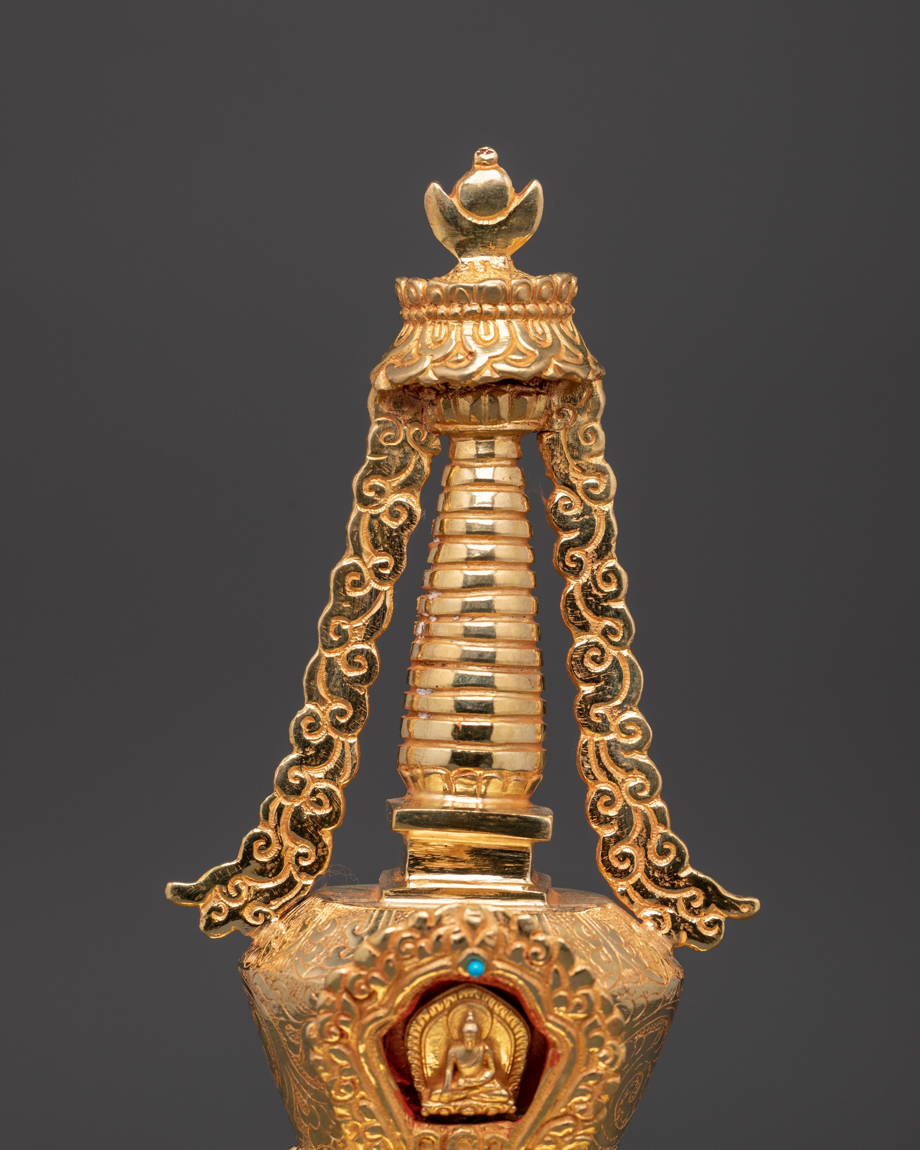 Handcrafted Spiritual Buddha Stupa | Copper Body with Gold Plating