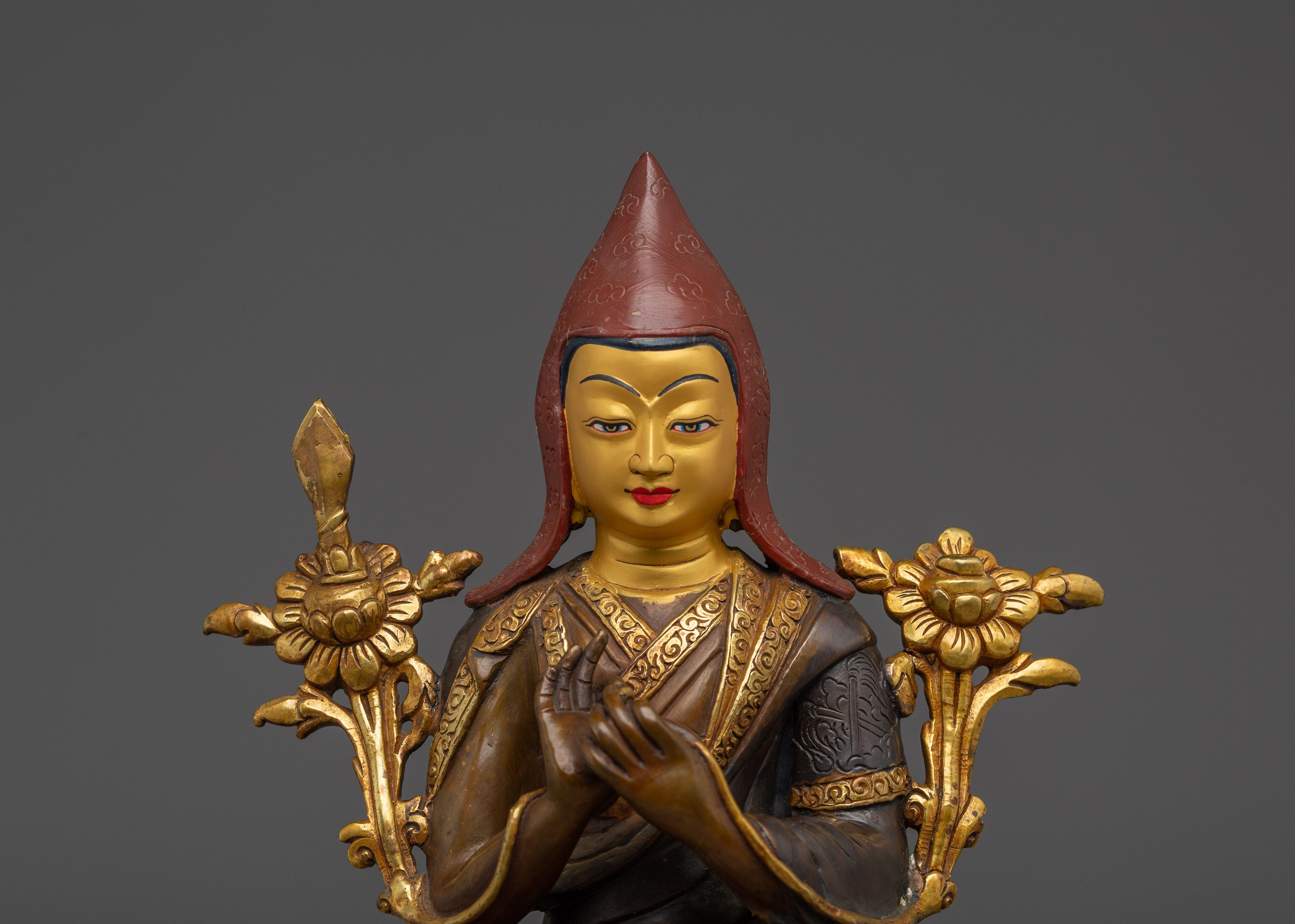 Handcrafted Tsongkhapa Statue | Tibetan Buddhist Sculpture for Meditation
