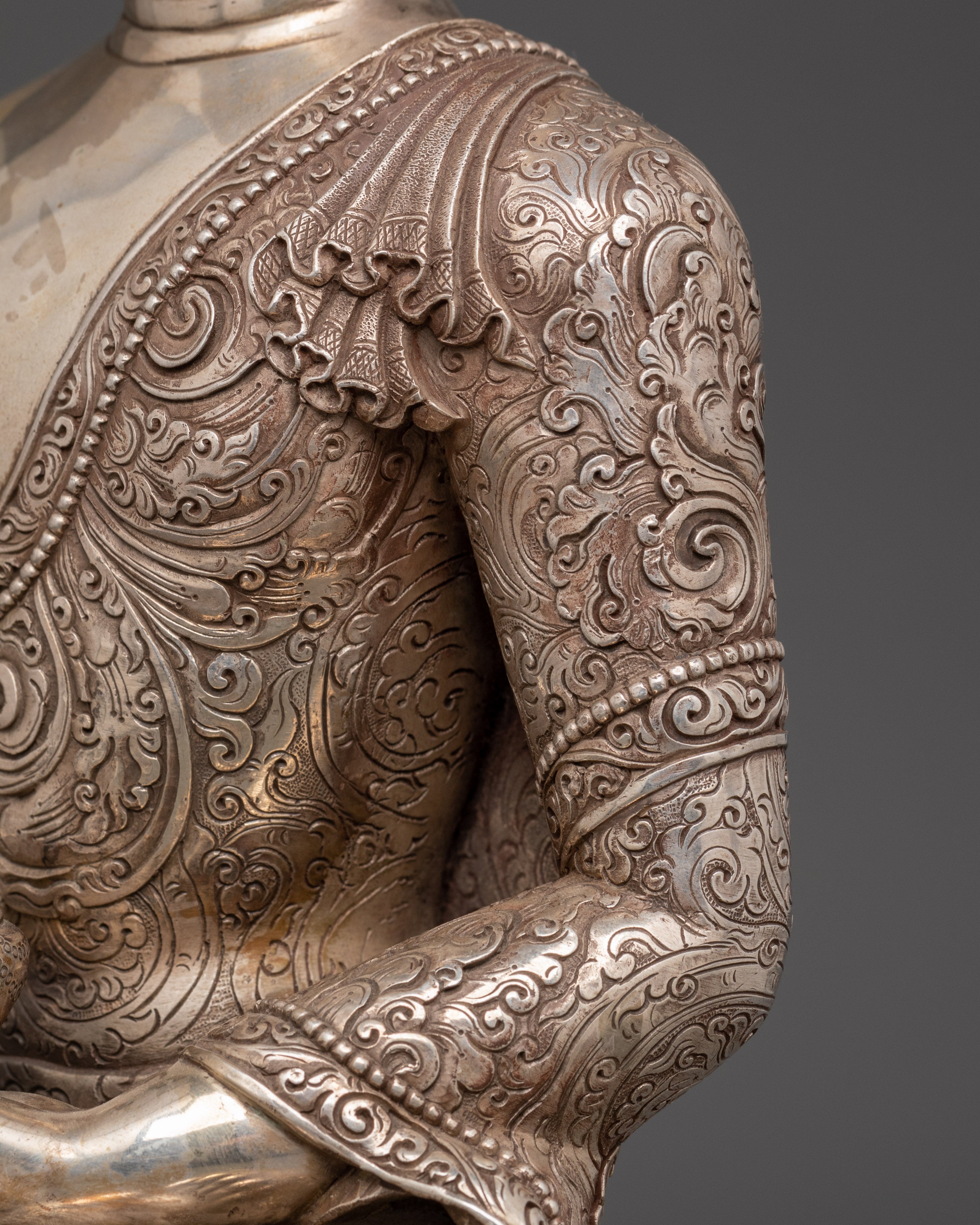 Pure Silver Shakyamuni Buddha Statue | Handcrafted Spiritual Decor