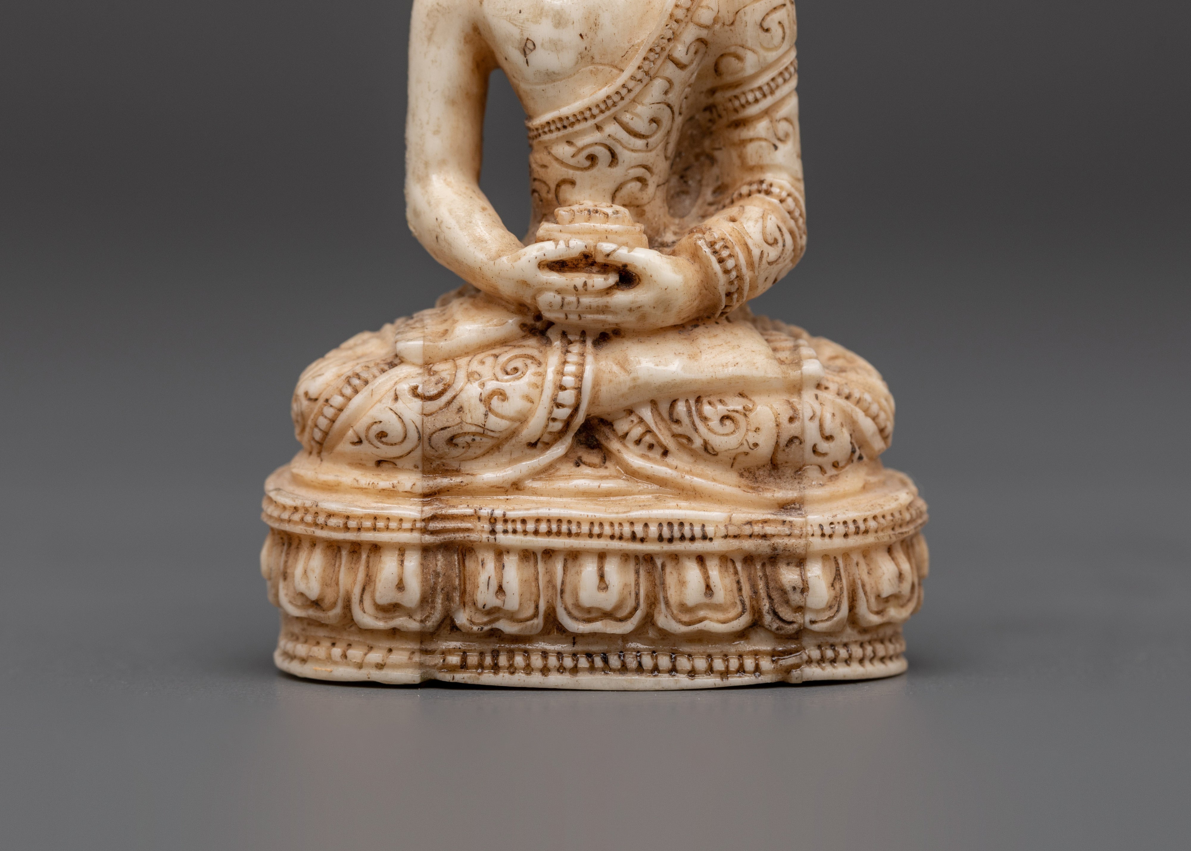 Ethically Sourced Yak Bone Amitabha Buddha Statue | Buddhist Altar Sculpture