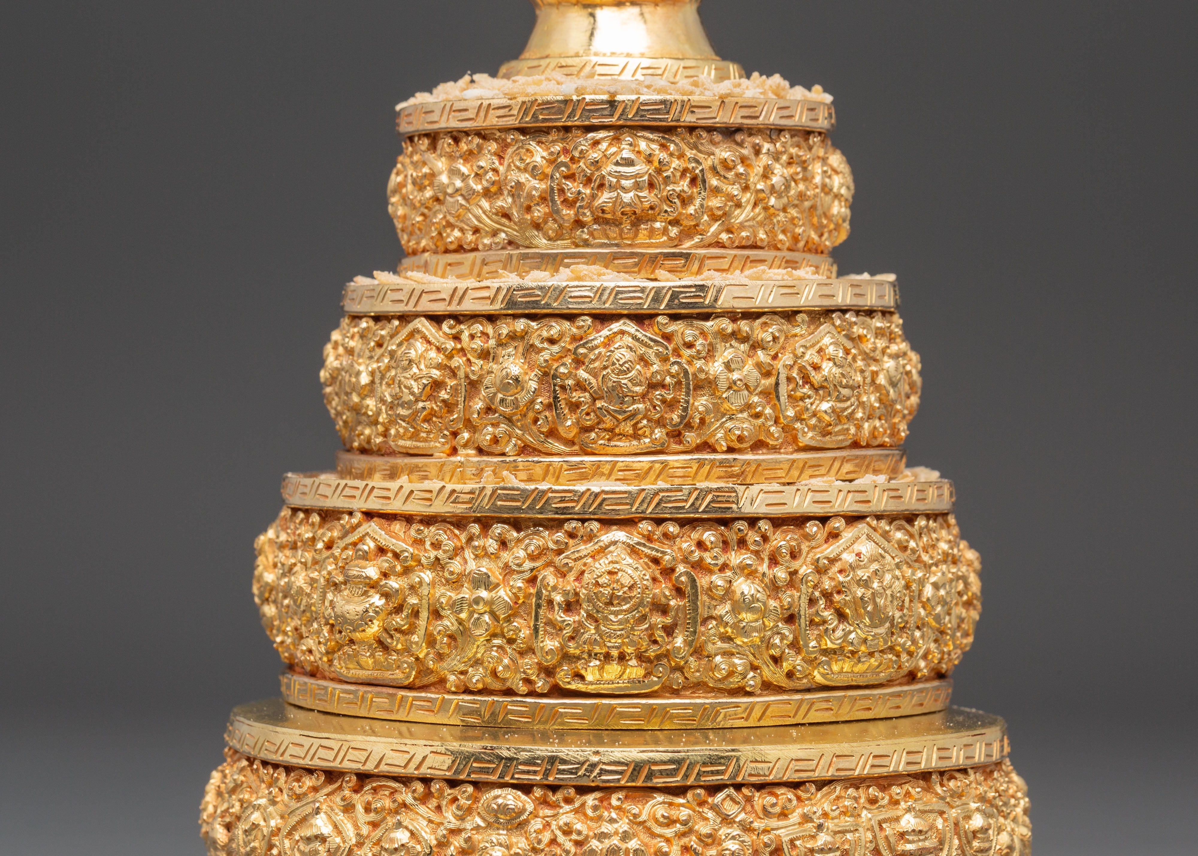 Handmade Gold Plated Mandala Offering Set | Tibetan Buddhist Altar Decor