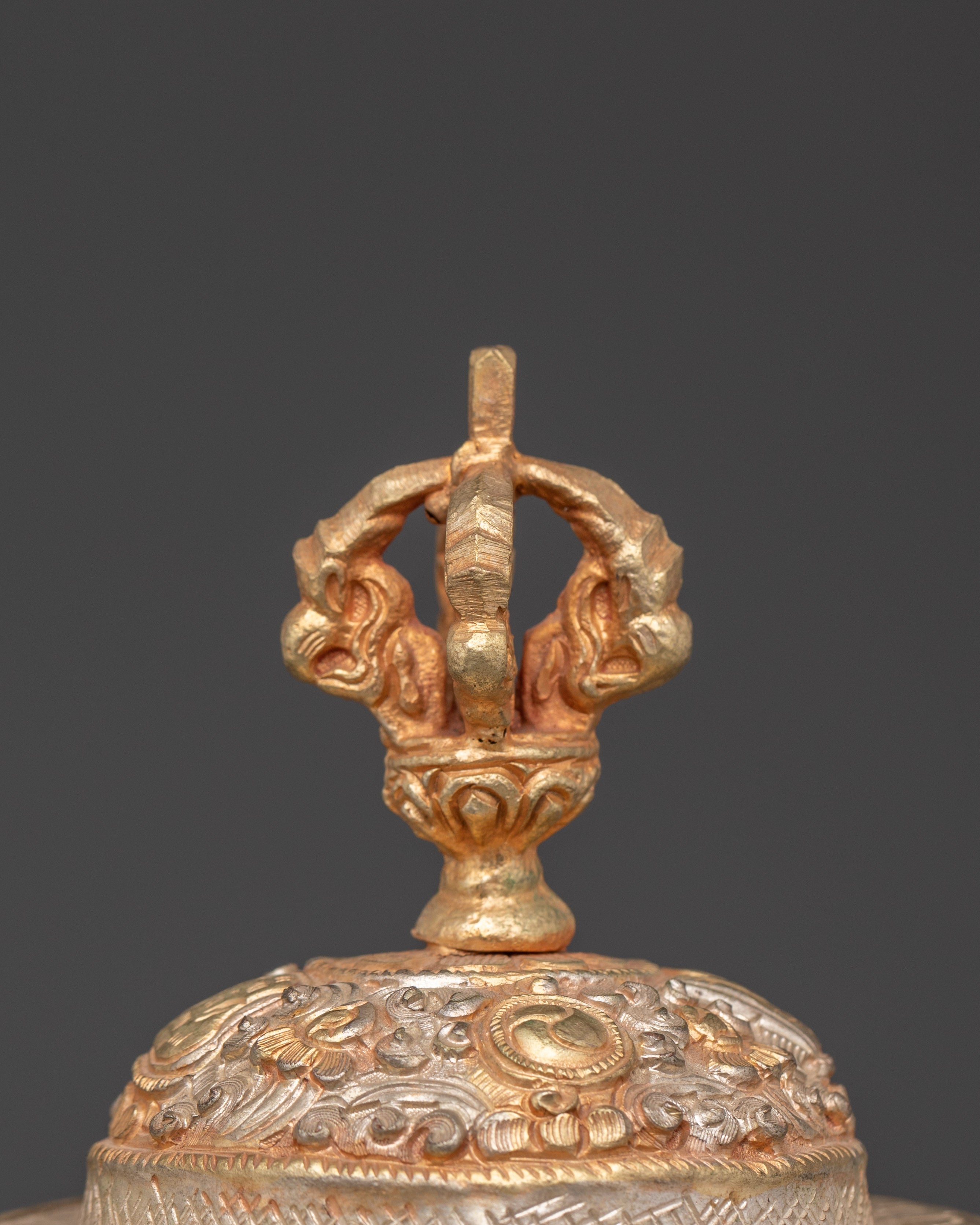 Ethnic Tibetan Rice Pot | Copper and Silver Plated Ritual Decorative Vessel