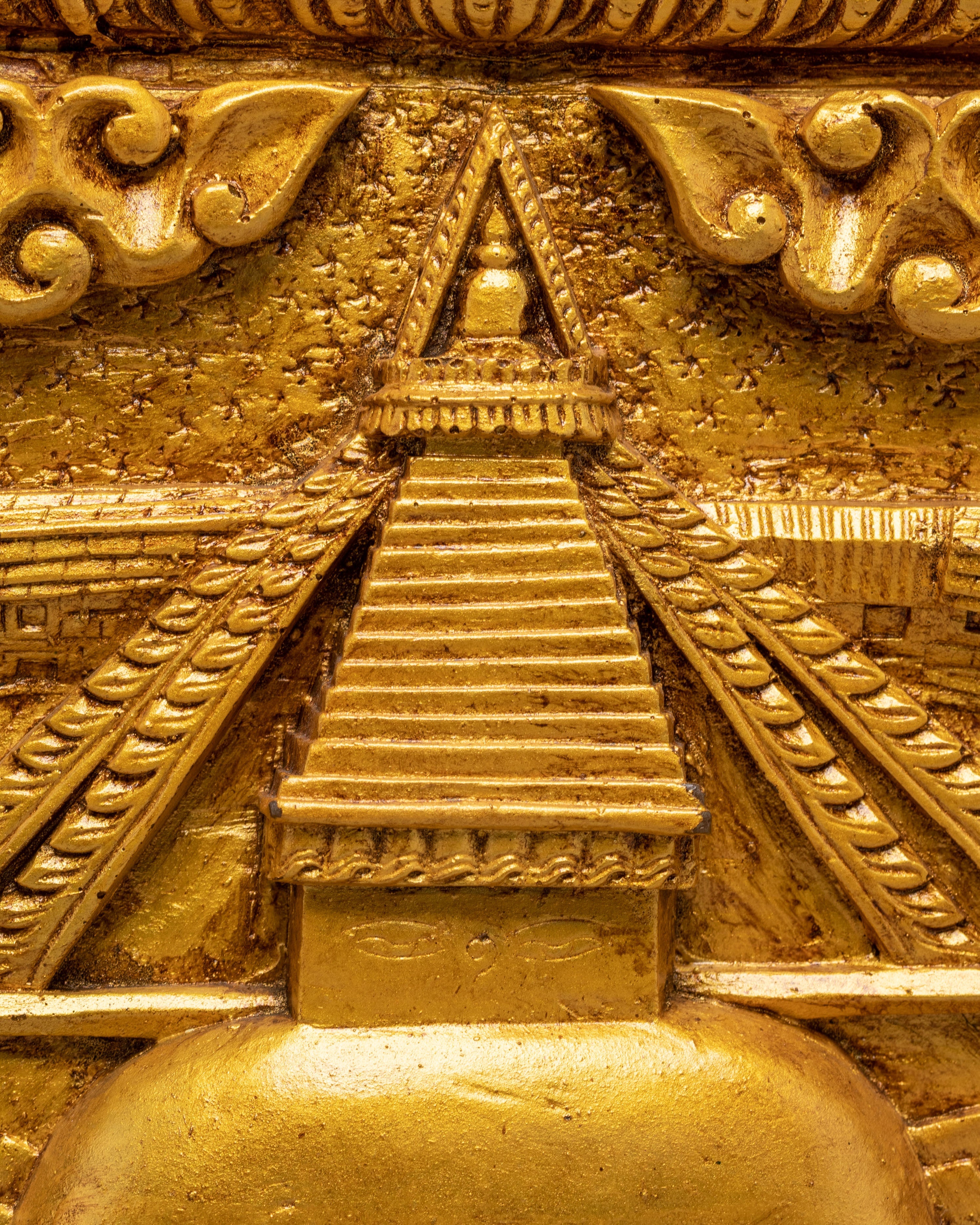 Traditional Golden Stupa Wall Hanging | Sacred Tibetan Art