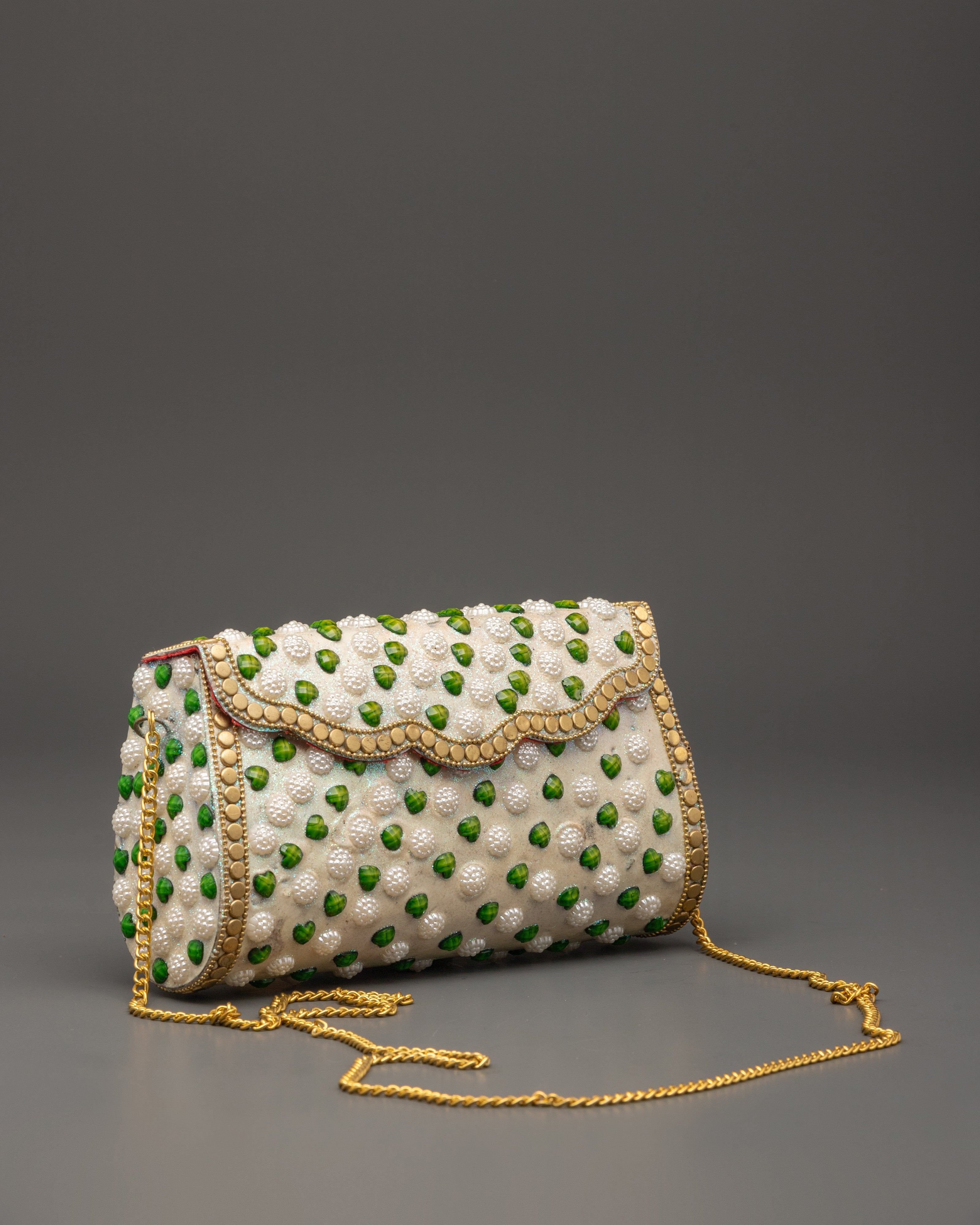 Pearl & Green Stone Side Bag | Bag For Special Occasions
