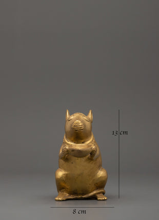 Brass Mouse Oil Lamp Sculpture | Ganesha’s Vahana Decorative Lamp for Ritual or Decor