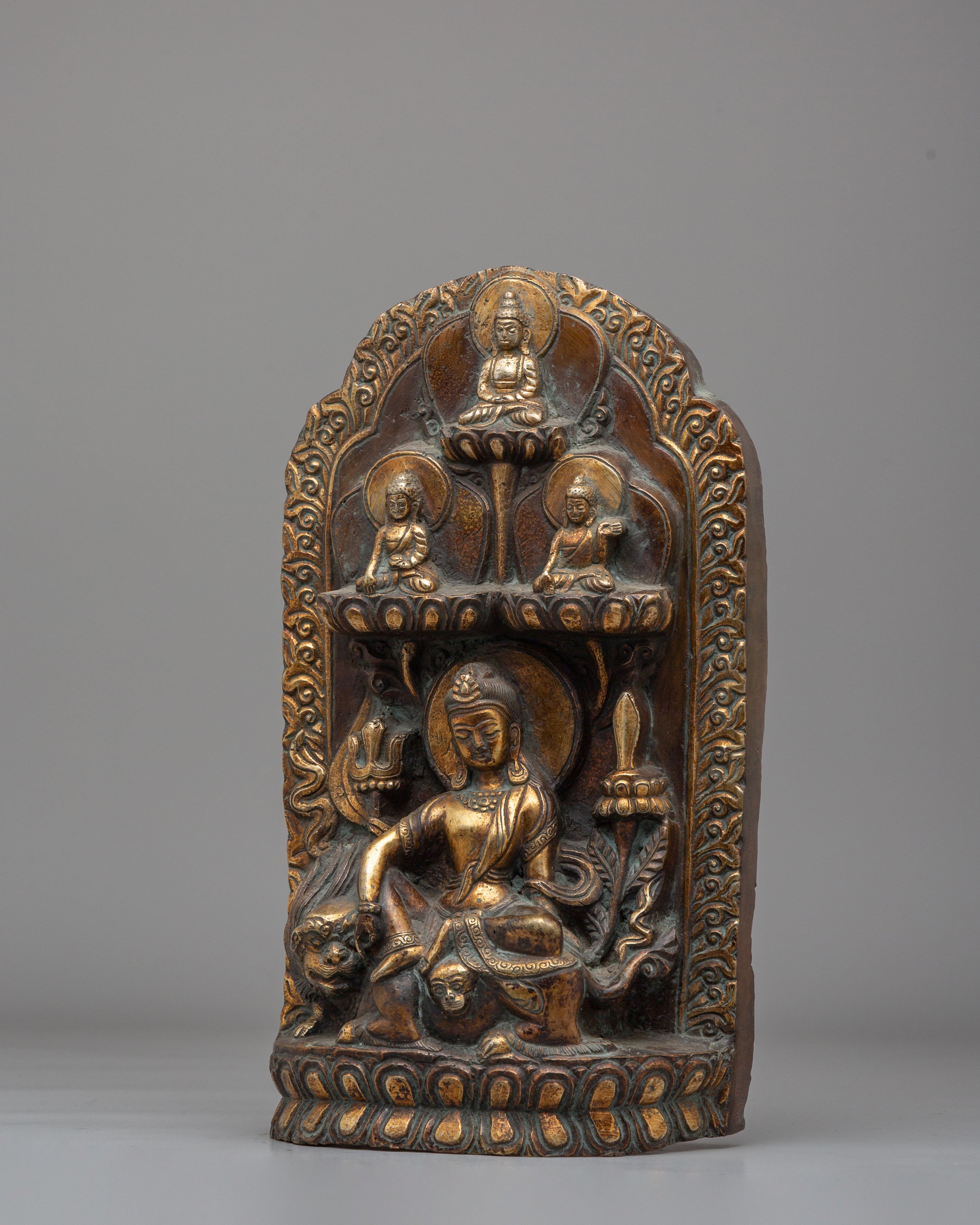Tibetan Simhanada Lokeshvara Sculpture | Sacred Buddhist Statue