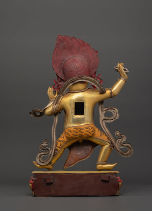 Handcrafted Vajrapani Statue | Copper Body with Gold Plating, Pure Silver & Acrylic Paint