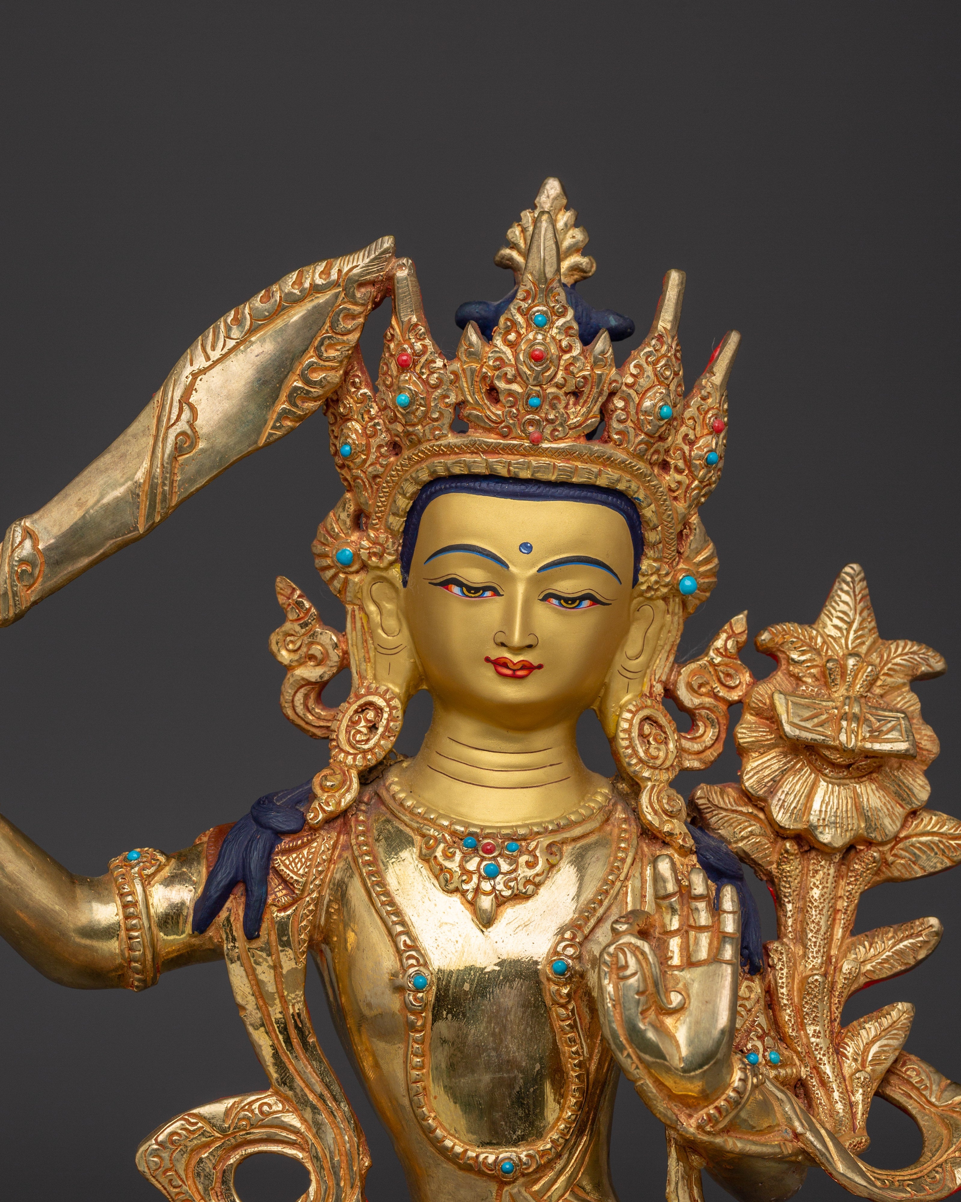 Manjushri Tibetan Wisdom Deity Statue | Traditionally Handcrafted Bodhisattva Statue