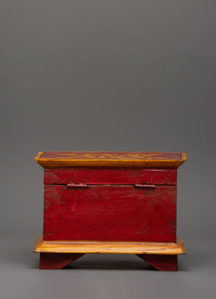 Hand-Painted Wooden Tiger Box | Tibetan Spiritual Storage Chest