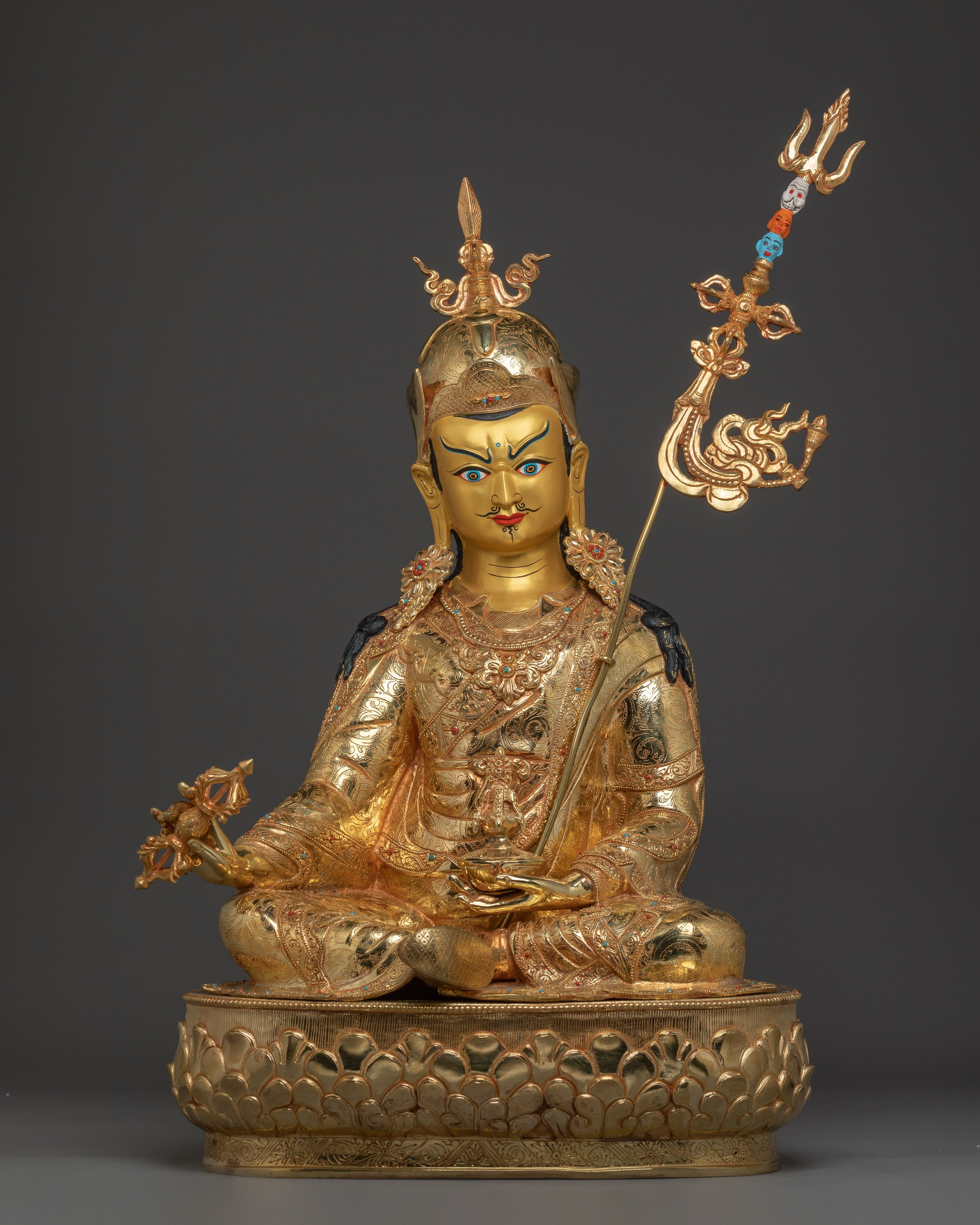 Padmasambhava Buddhist Figurine | 24K Gold-Gilded Guru Rinpoche Statue