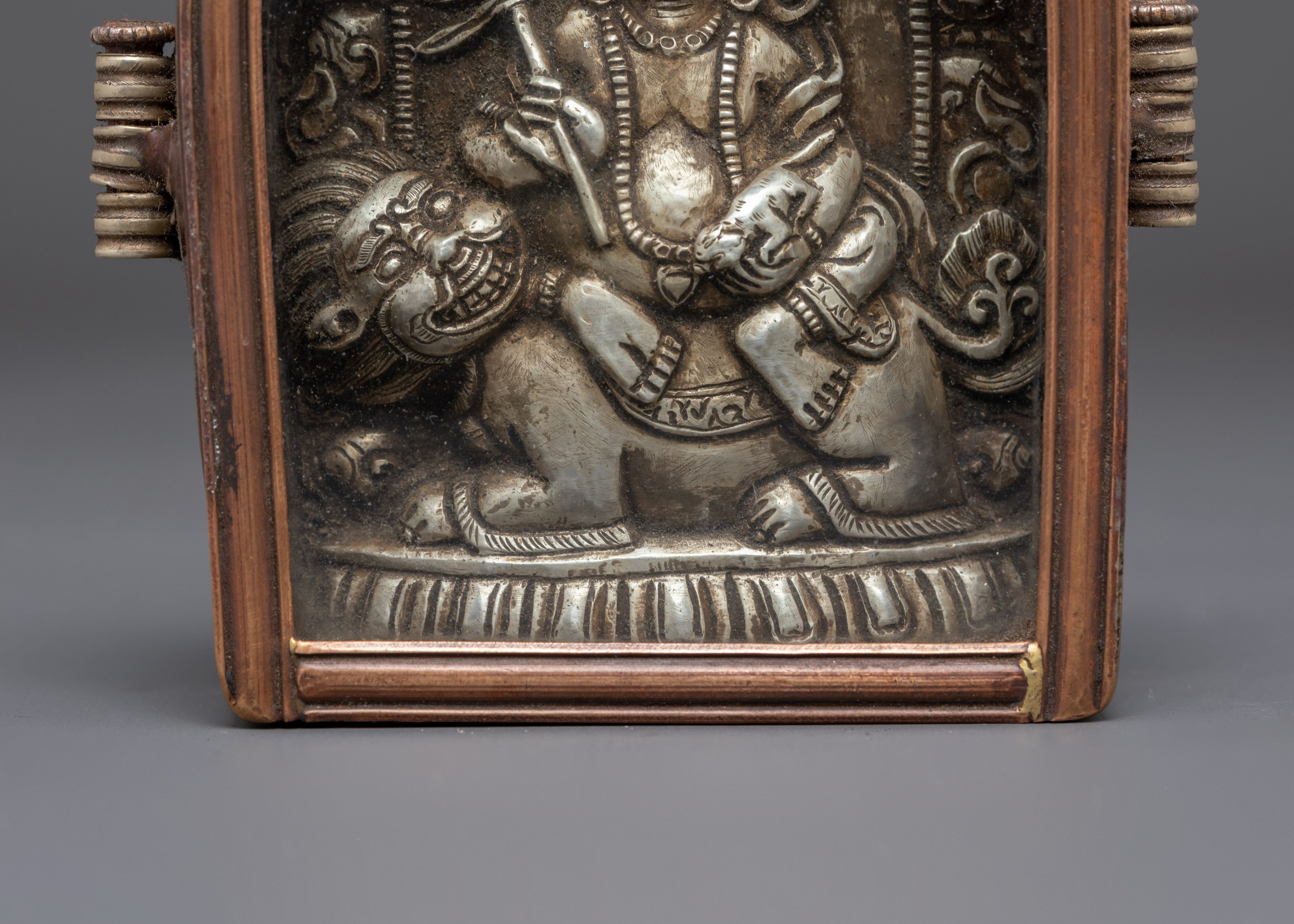 Handmade Himalayan Ghau Prayer Container | Tibetan Silver Copper Ghau Box