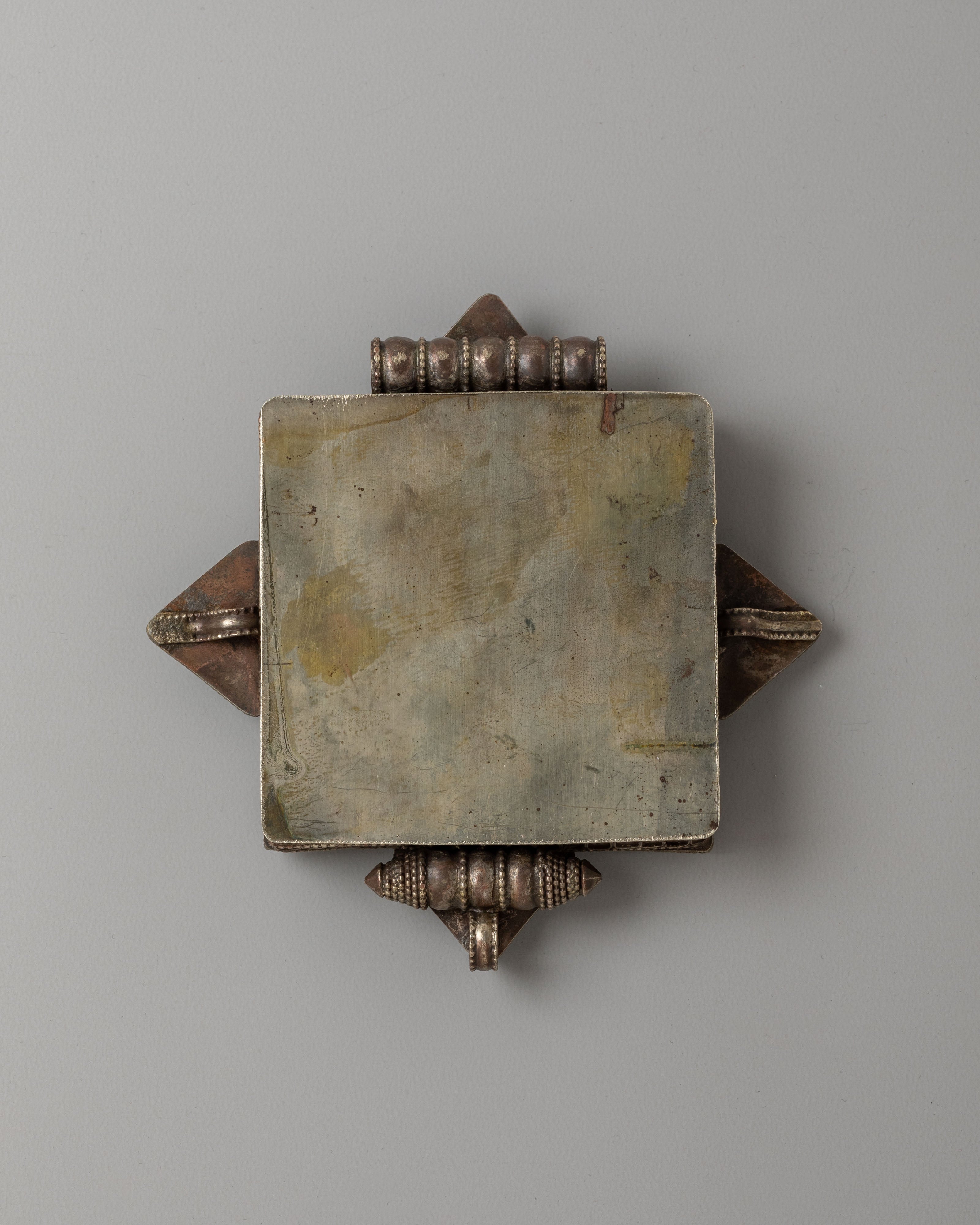White Metal Ghau Box Locket | Tibetan Buddhist Shrine Box