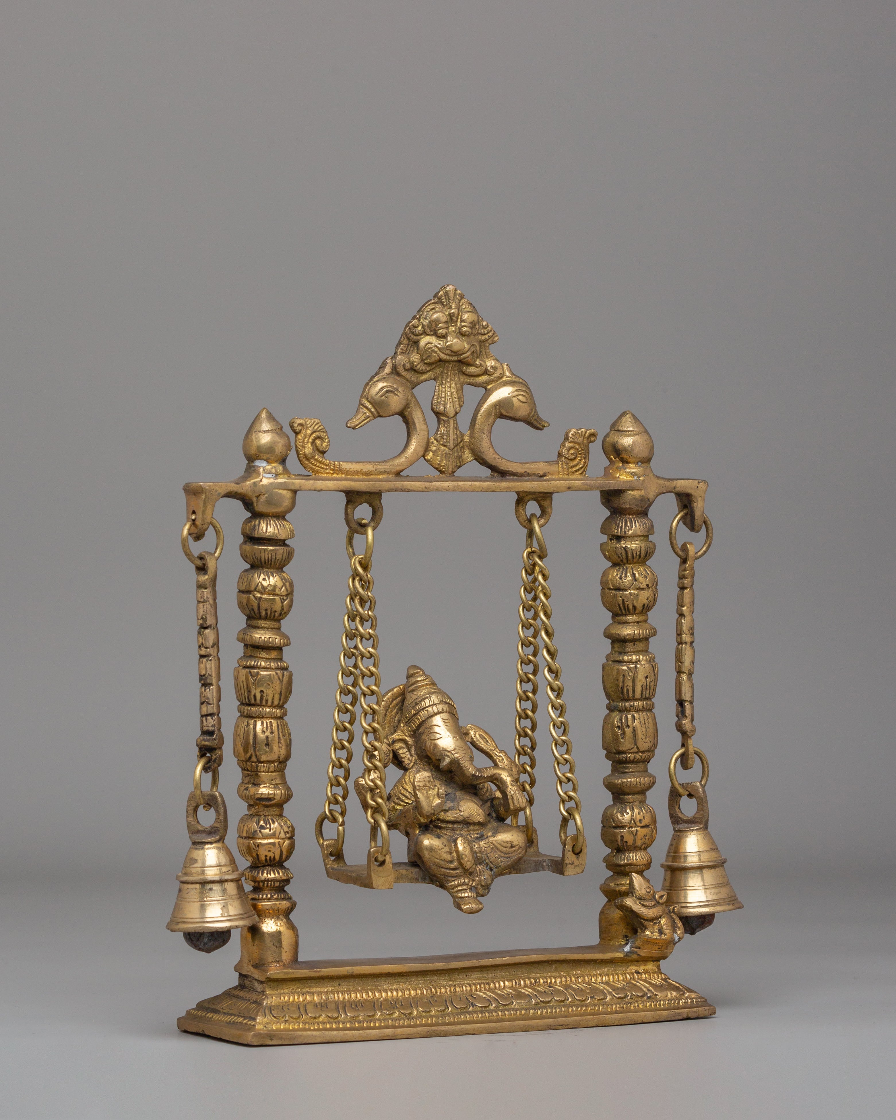 Handmade Ritual Ganesh on Swing | Brass Hindu God Figurine