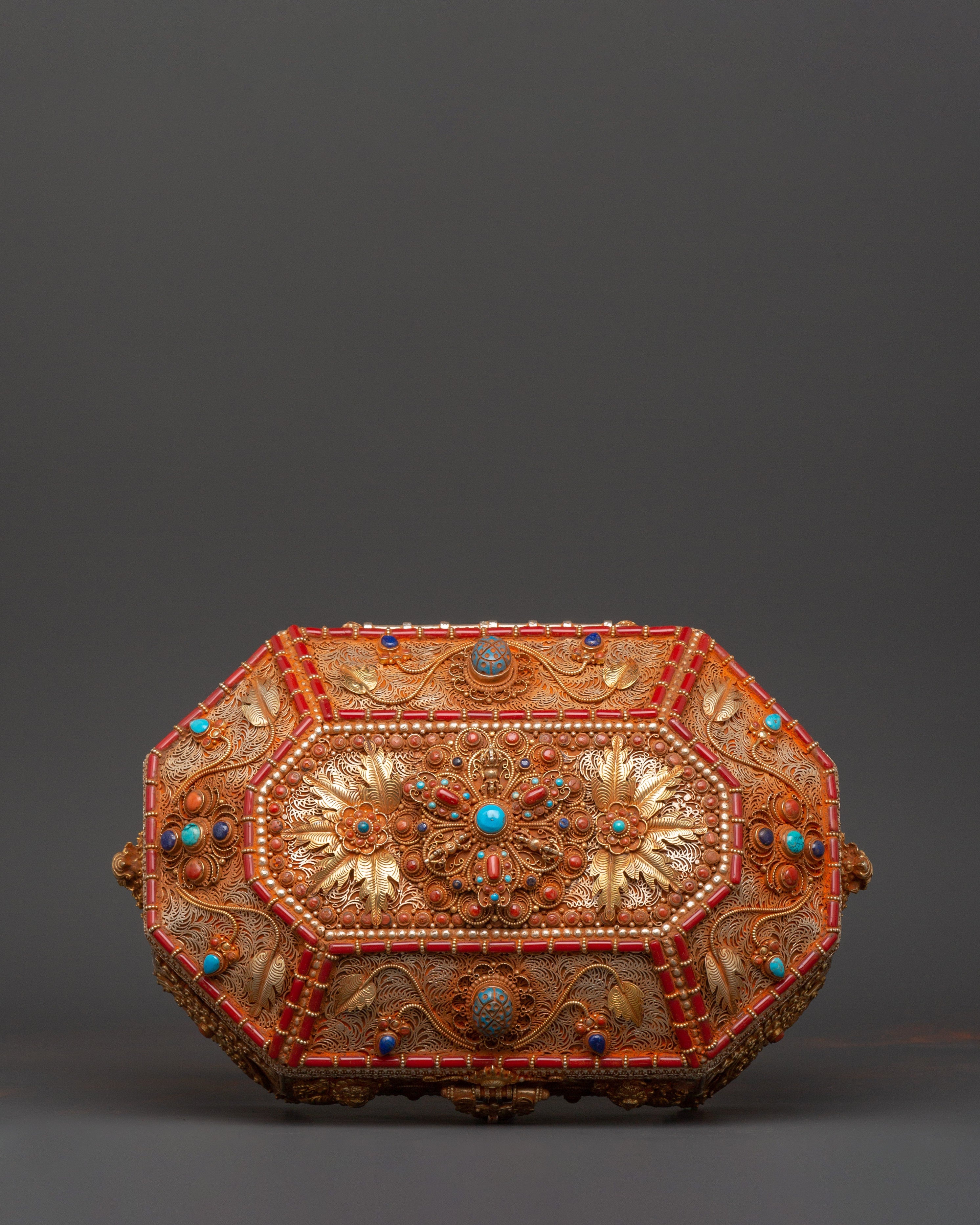 Tibetan Treasure Box with Coral | Sacred Stones & Buddhist Symbolism