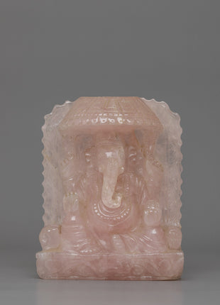 Ganesh Statue in Rose Quartz