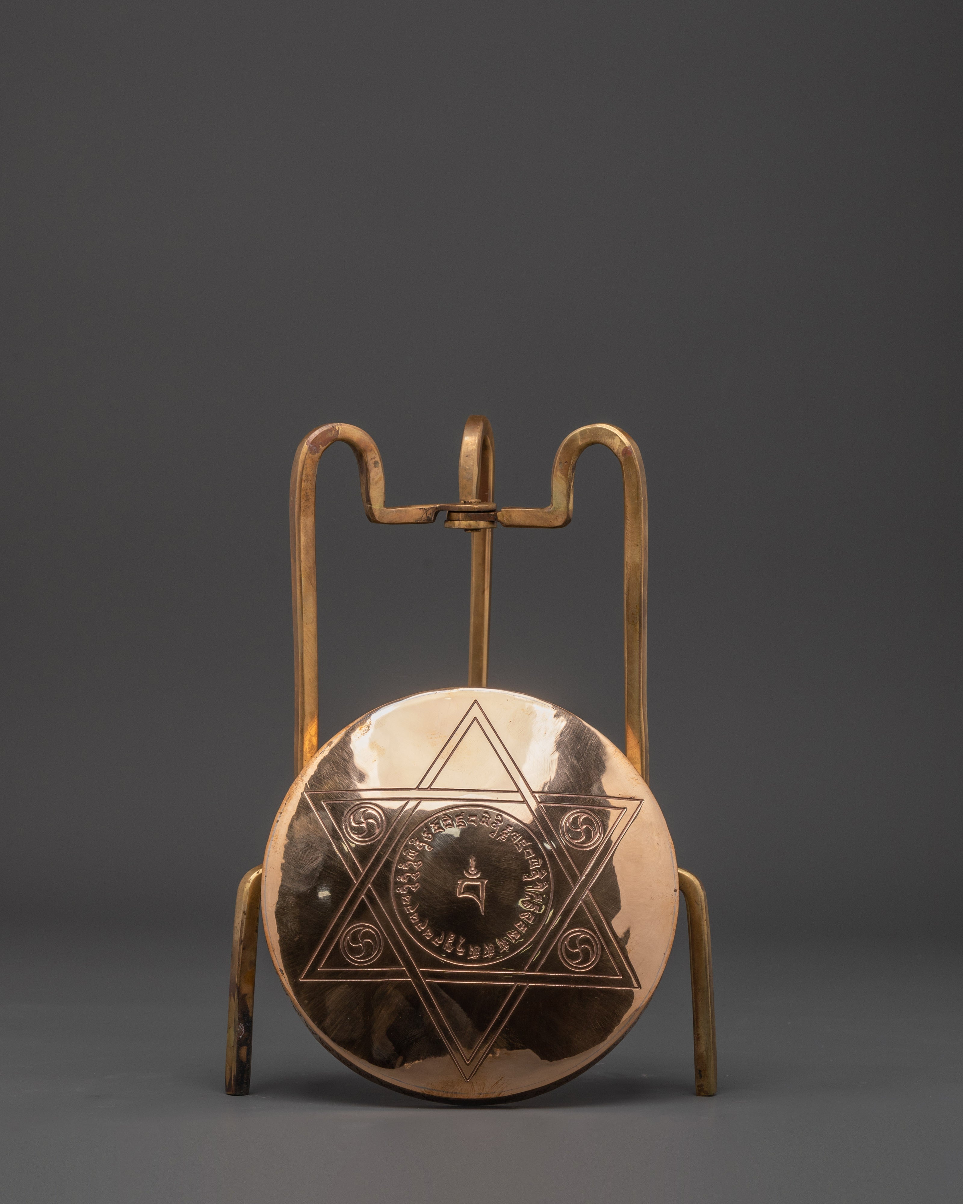 Ritual Kapala Star with Stand | Sacred Copper Artifact