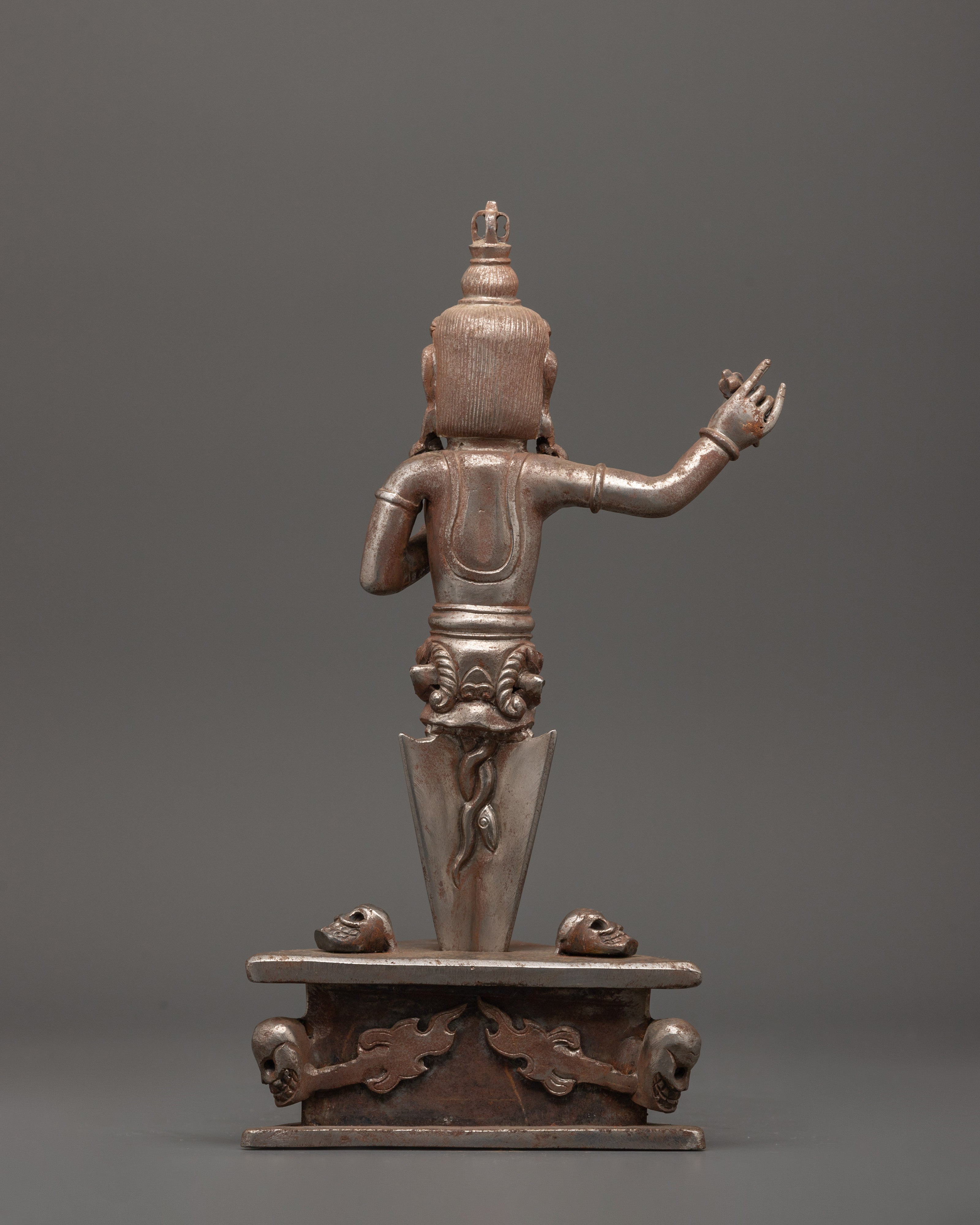 Iron Phurba with Deity Holding Vajra | Tibetan Tantric Ritual Dagger