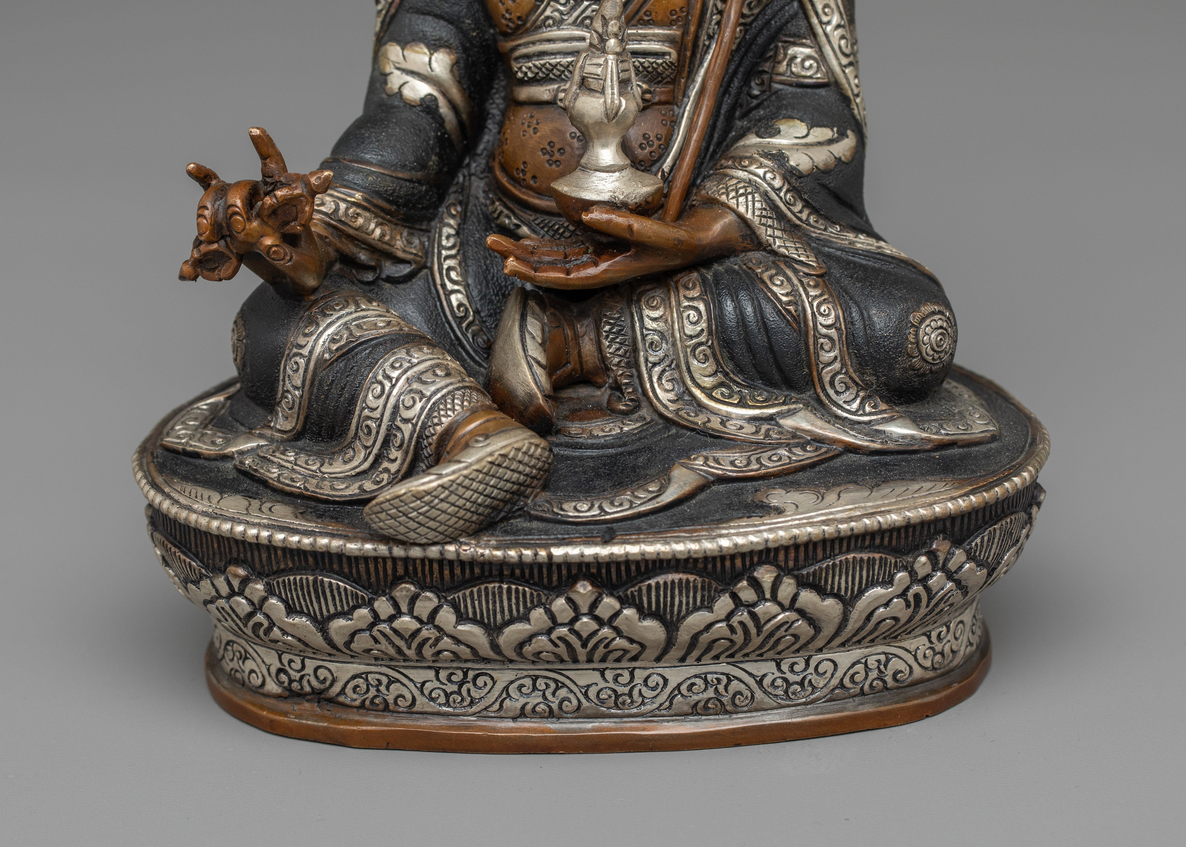 Guru Rinpoche Oxidized Silver-Plated Statue | Made in Nepal