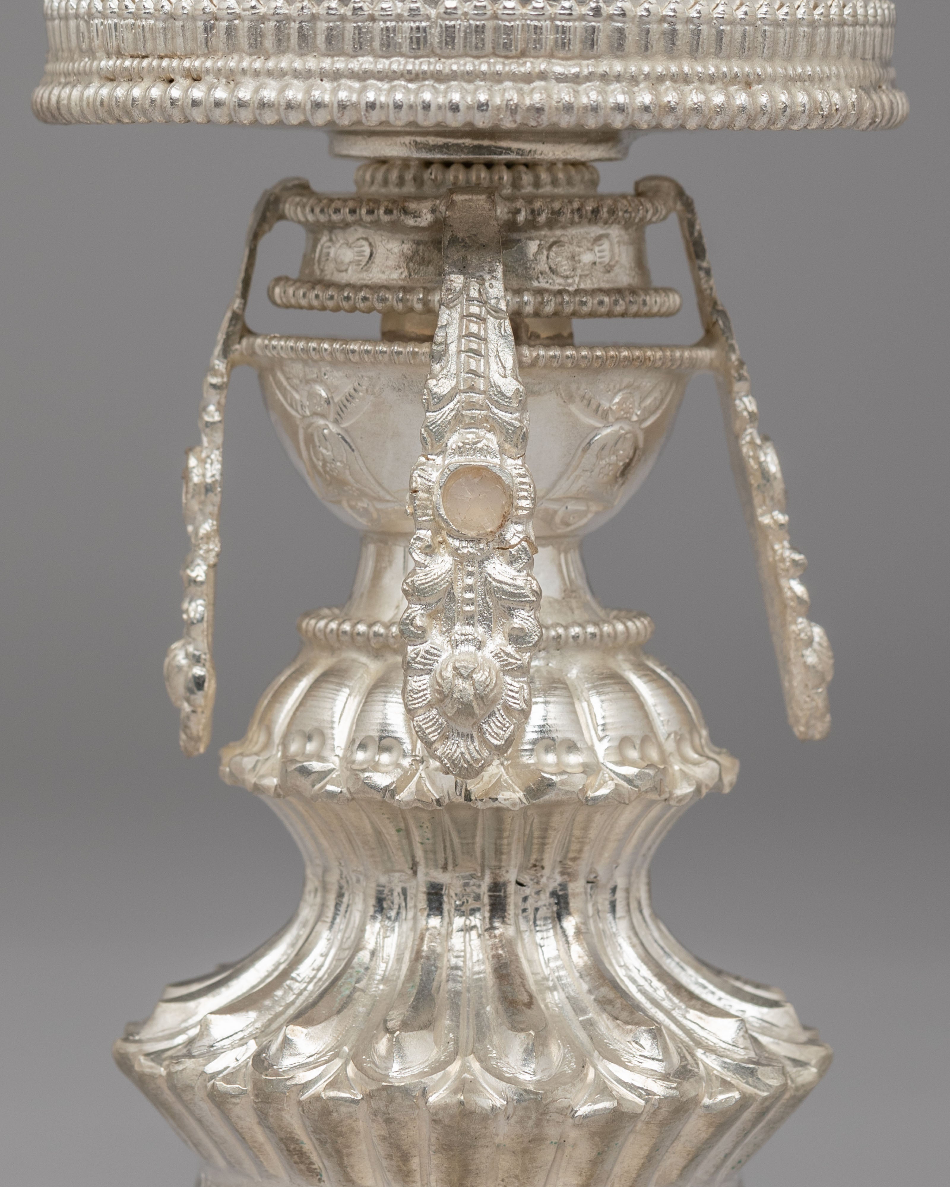 Himalayan Altar Butter Lamp Set | Silver Plated Buddhist Lamps