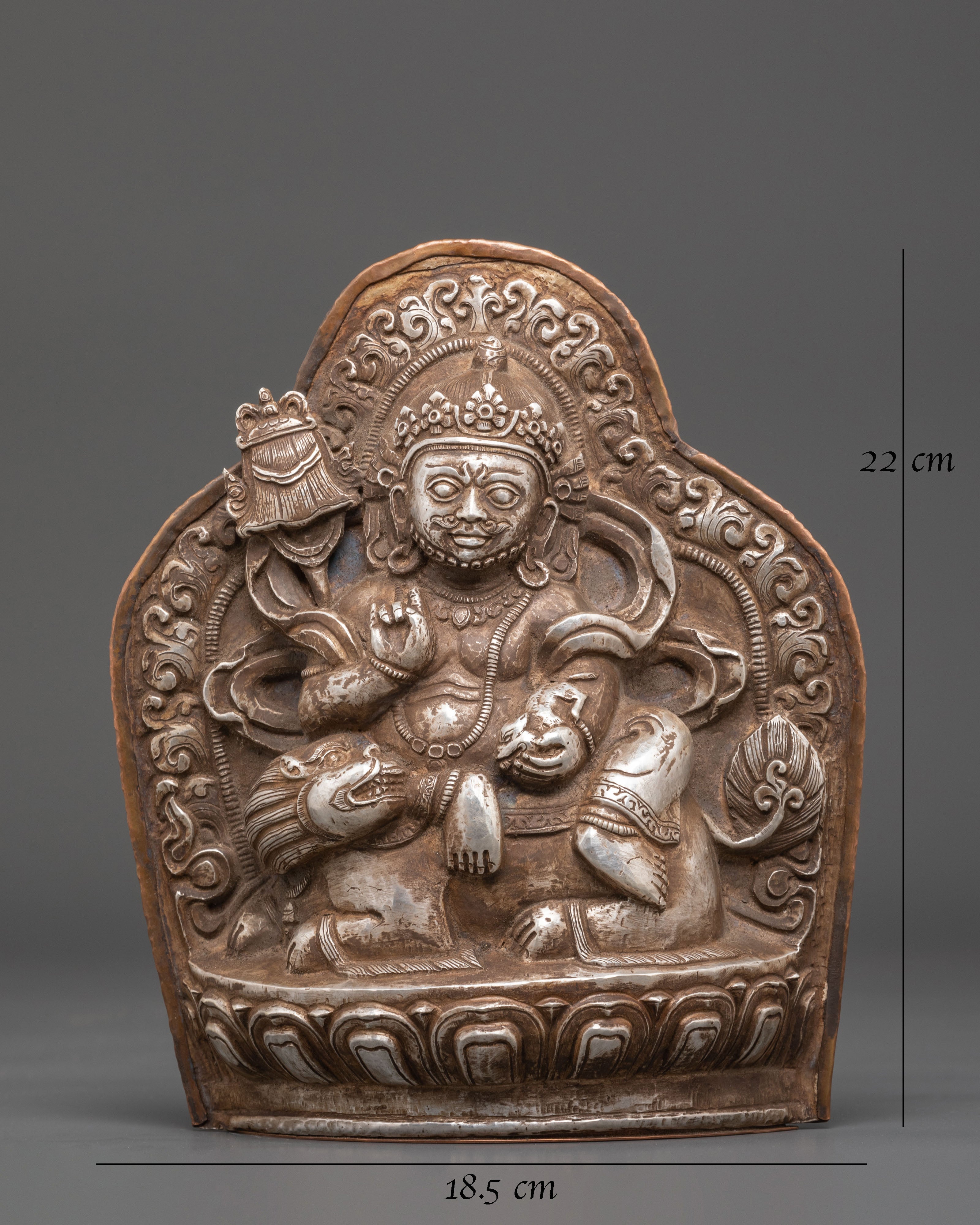 Sacred Namtoshe Wall Hanging | Tibetan Silver Protector Deity Art for Sacred Decor