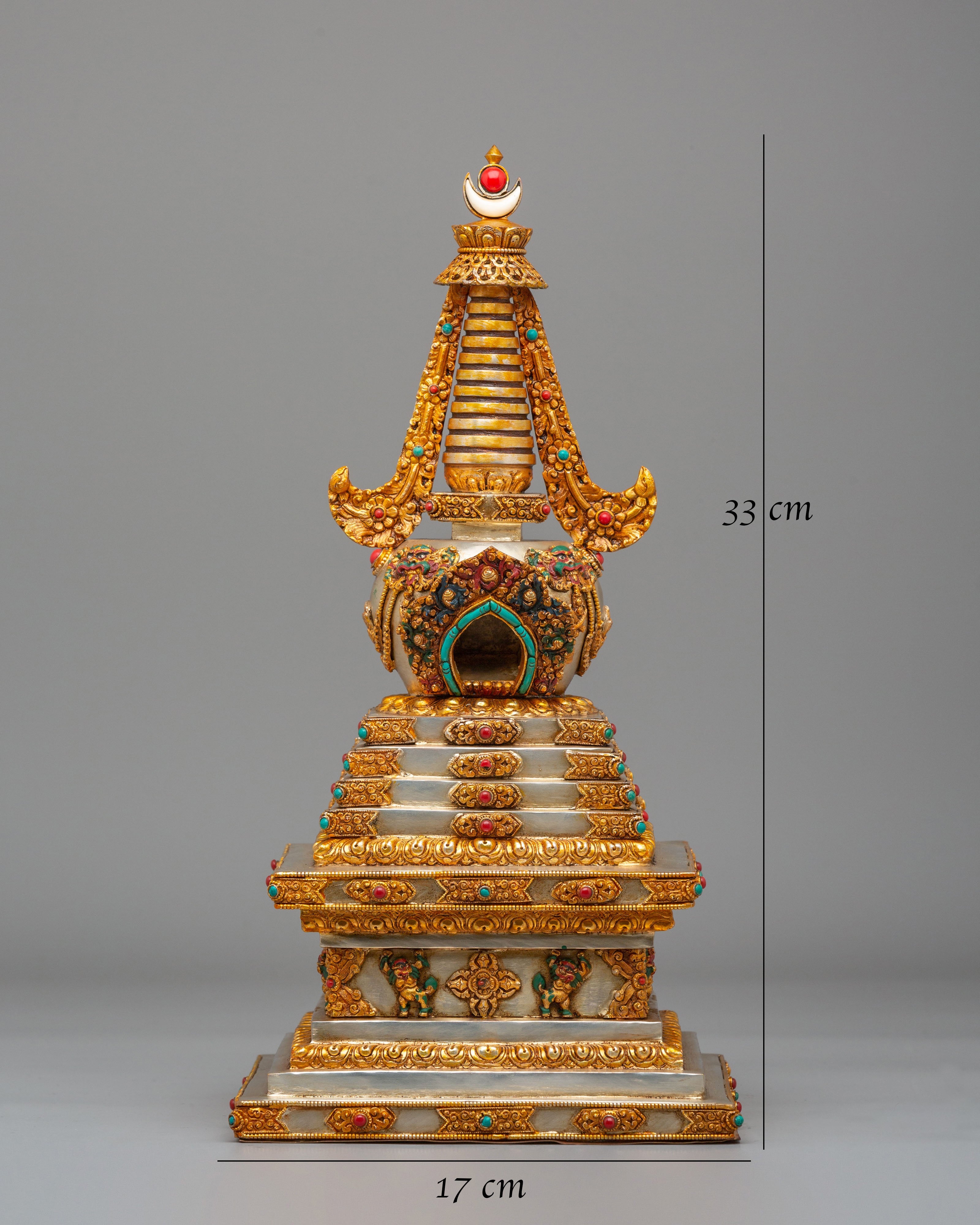 Traditional Enlightenment Chorten | Handcrafted Tibetan Stupa for Altar Decor
