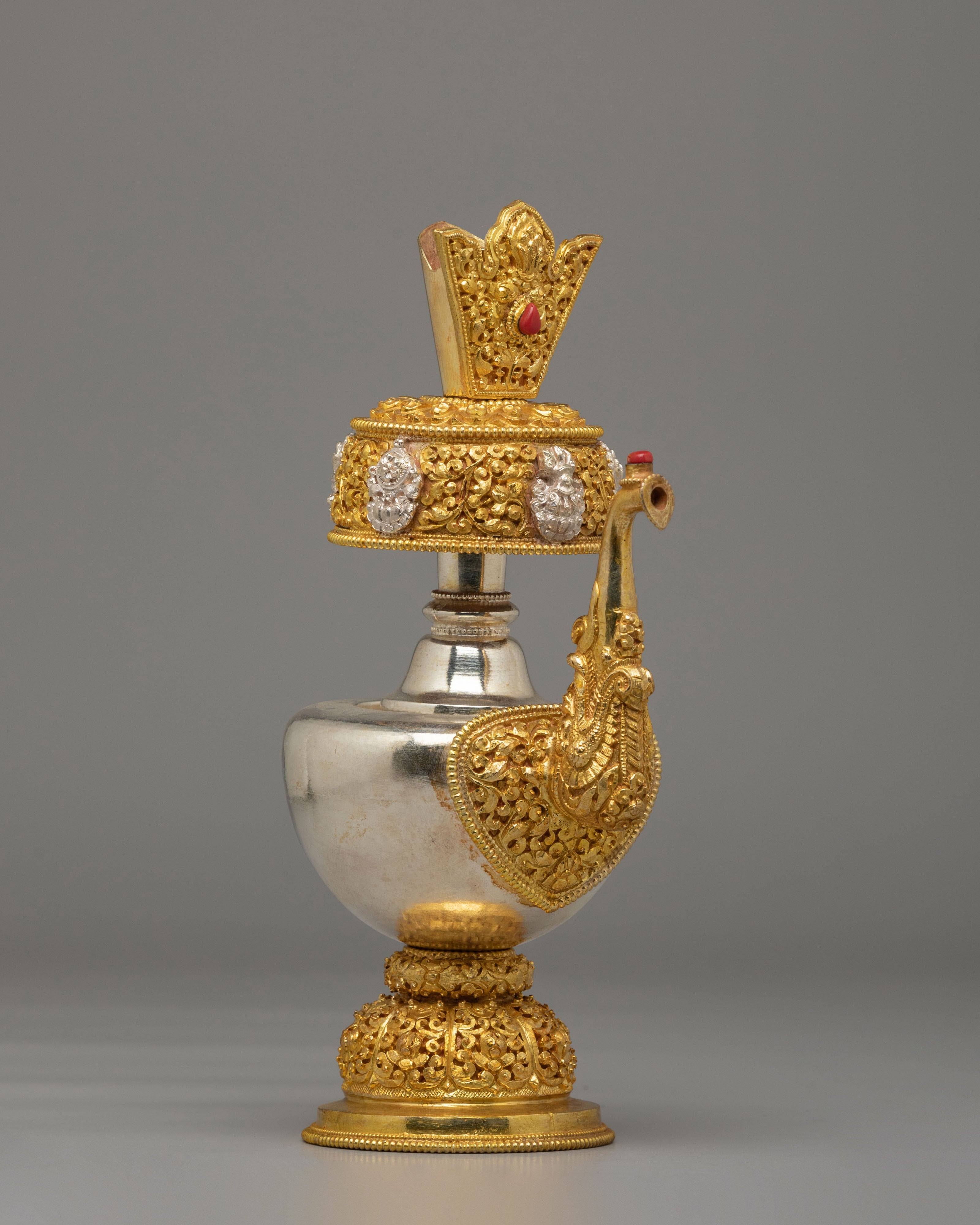 Handcrafted Ritual Bhumba | Gold & Silver Plated Copper Vessel