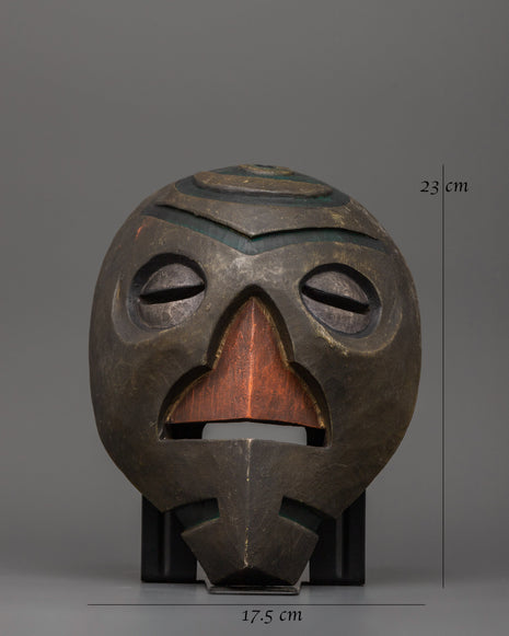 Traditionally Carved Wooden Tribal Mask | Cultural Artifact