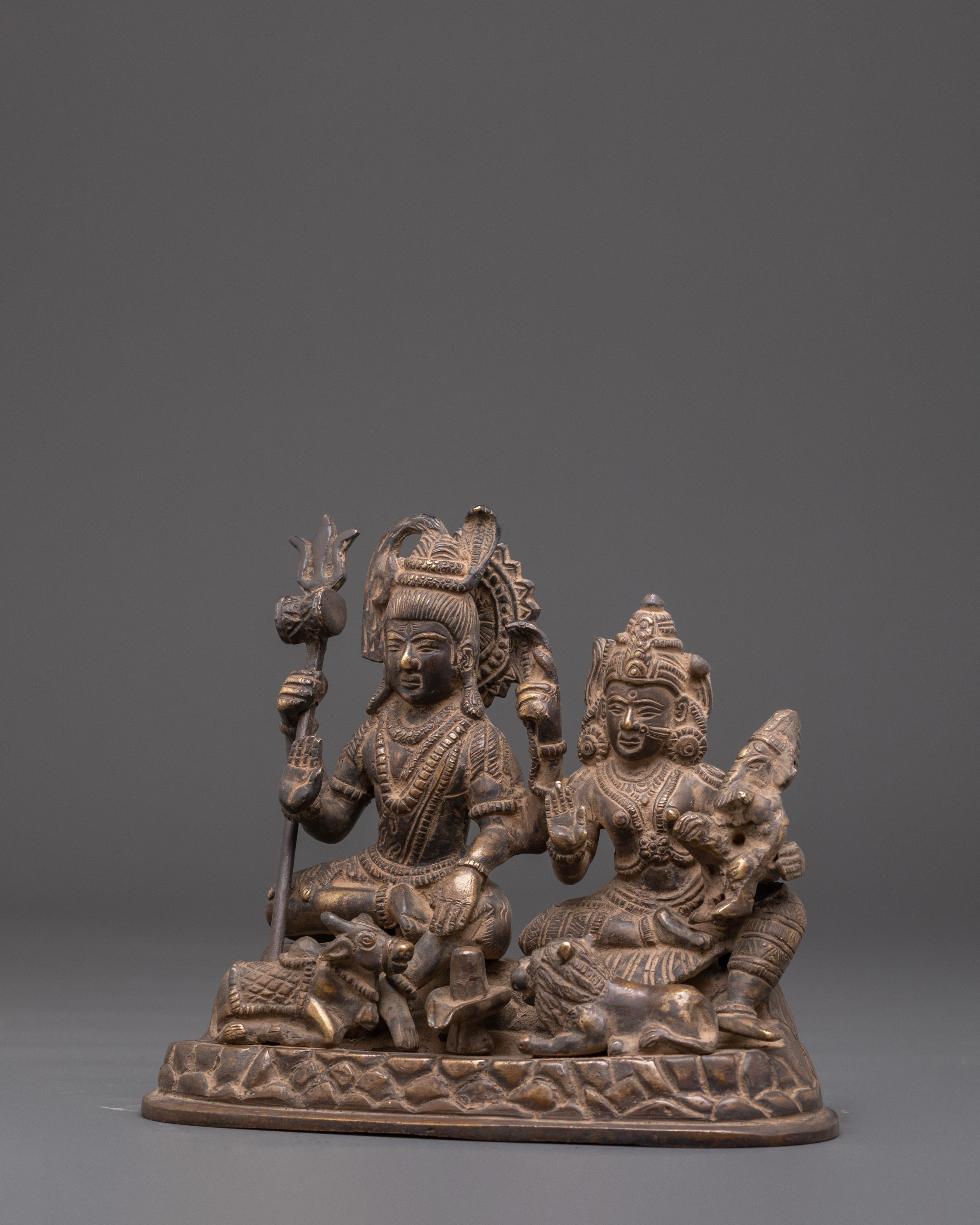 Handmade Shiva Family Statue | Lord Shiva, Parvati & Ganesha
