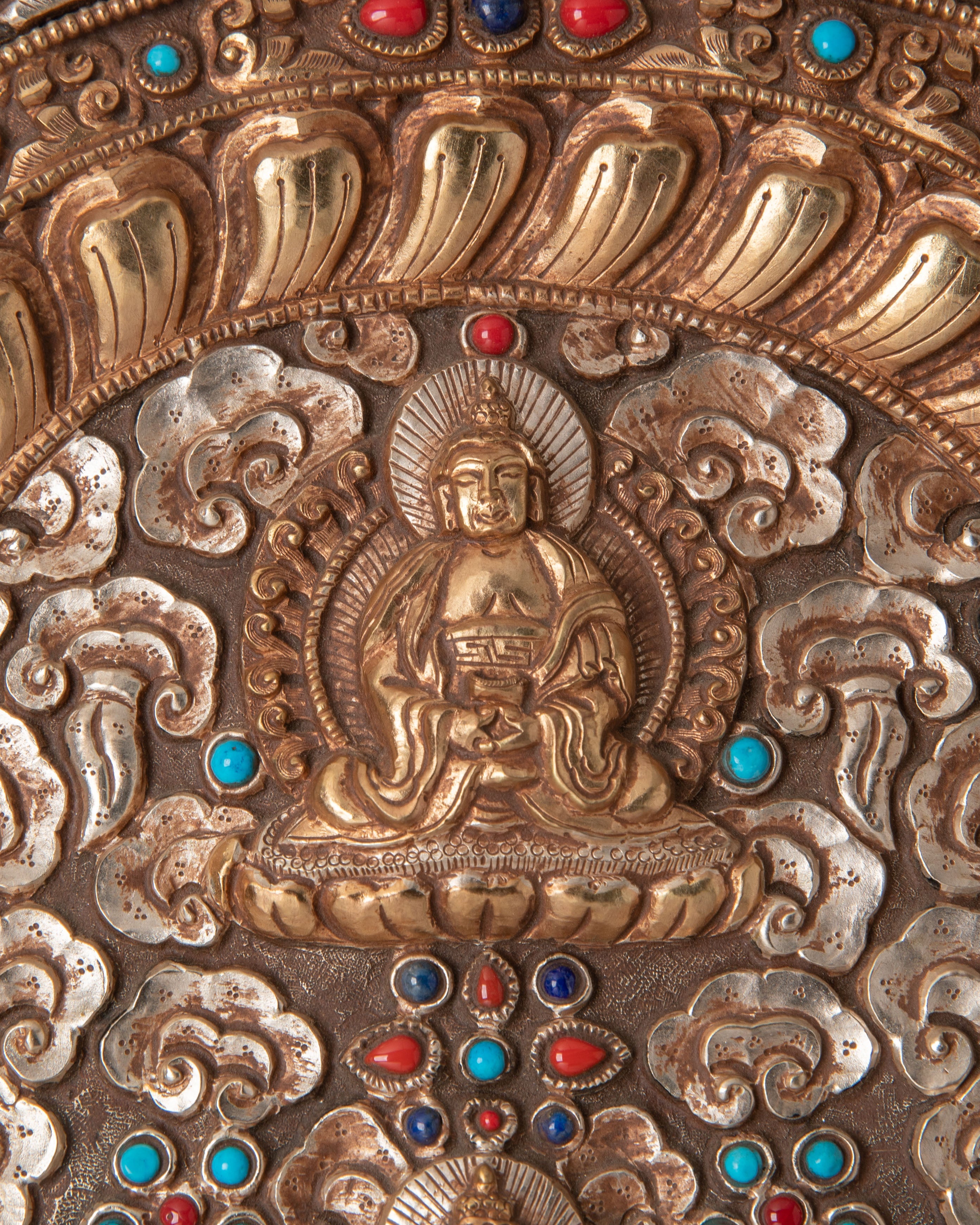 Handcrafted Five Buddha Wall Hanging | Spiritual Art for Meditation & Altar