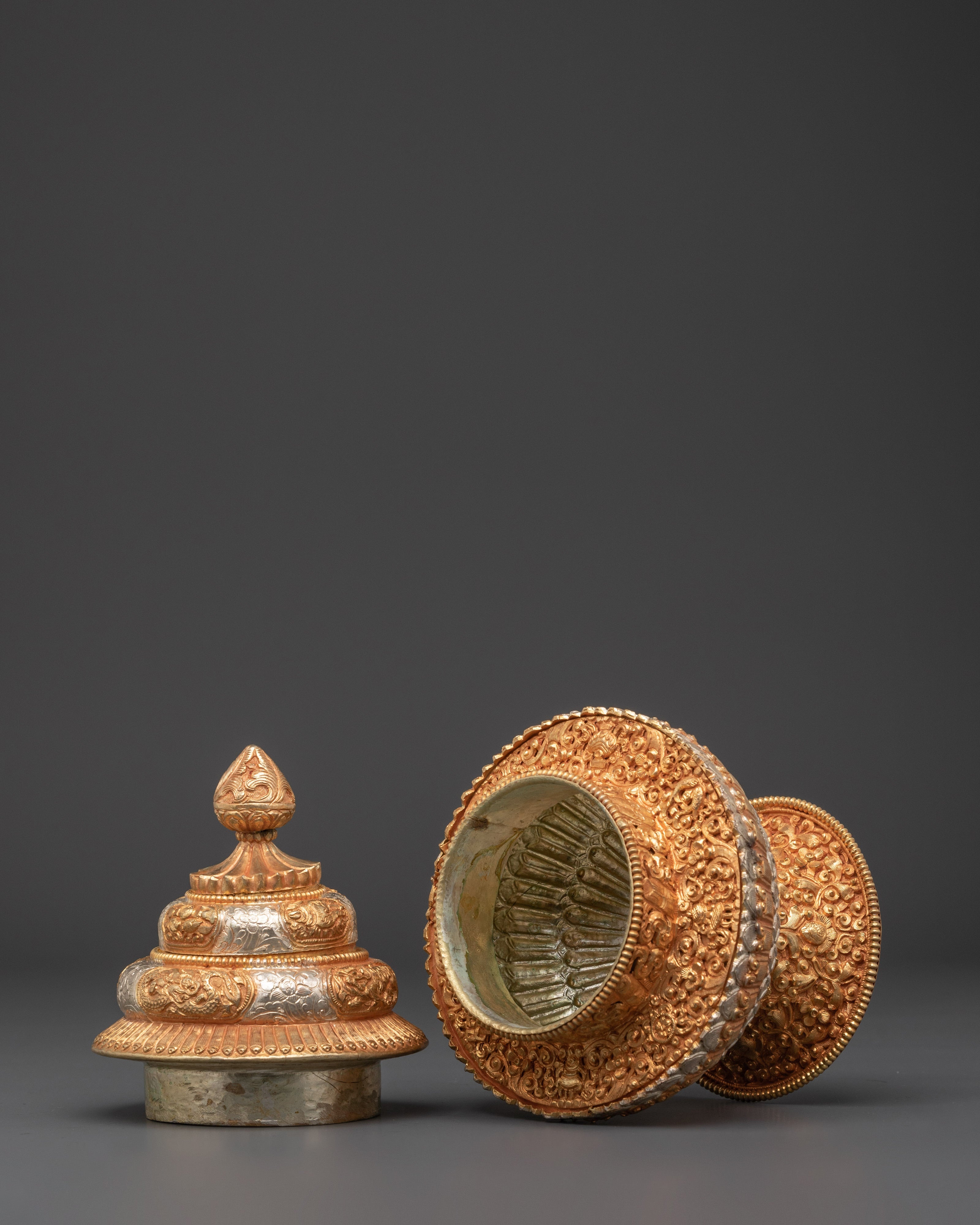 Himalayan Handcrafted Rice Pot | Traditional Copper & Silver Plated Art