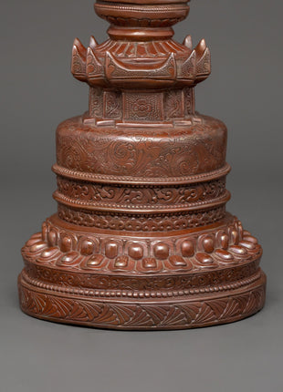 Oxidized Copper Stupa | Buddhist Shrine Artifact