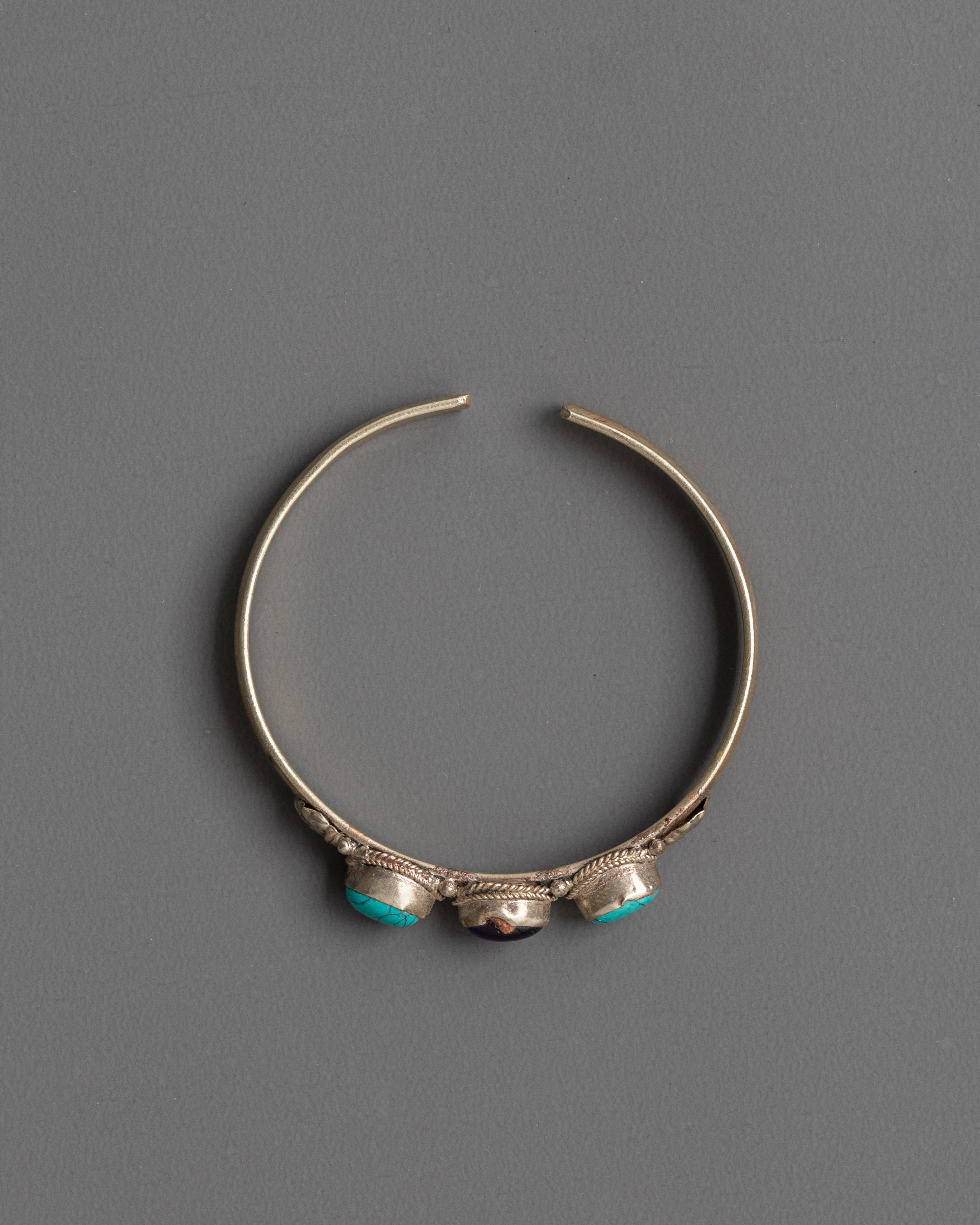 Himalayan Gemstone Cuff Bracelet | Turquoise and Amethyst Jewelry