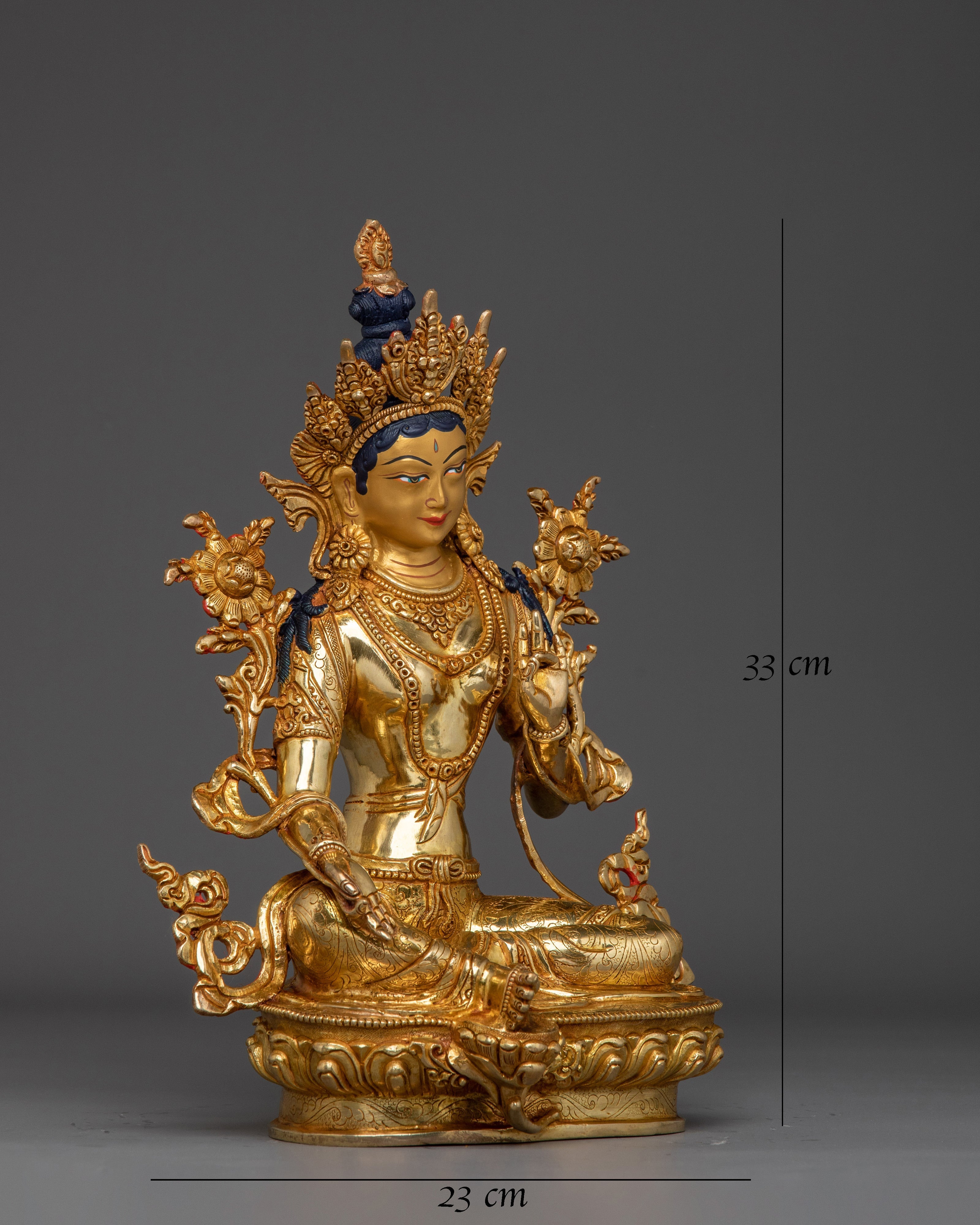 Gold Gilded Green Tara Statue 