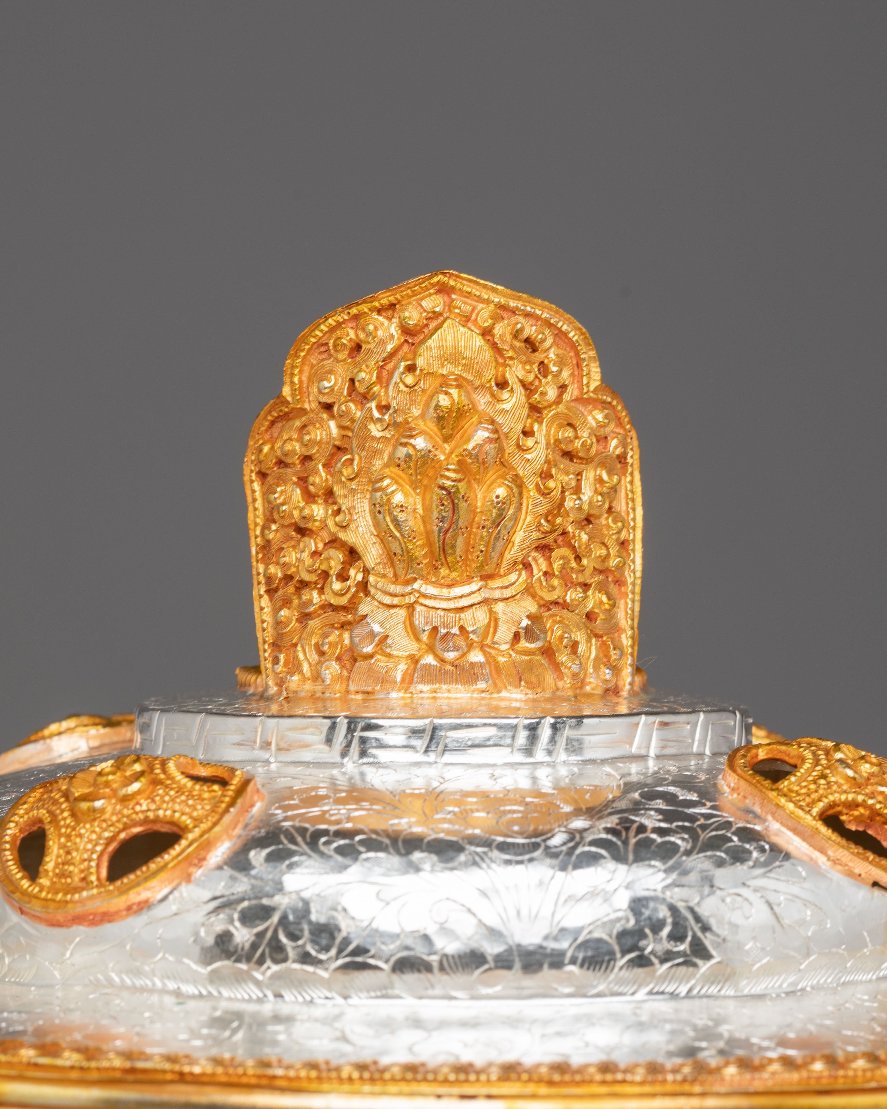Sacred Ceremonial Butter Lamp | Gold Silver Ritual Lamp