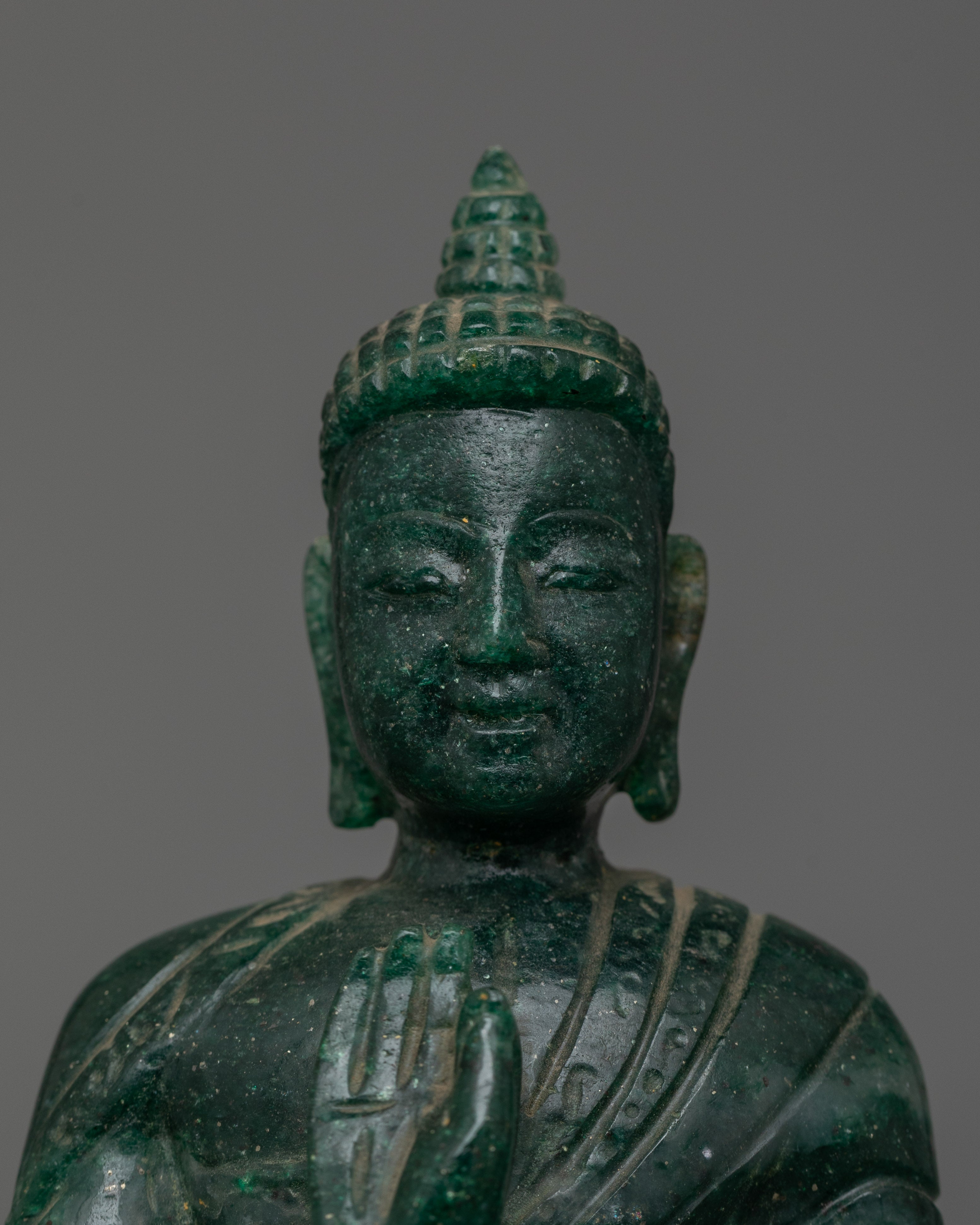 Hand-Carved Nephrite Stone Amoghasiddhi Buddha Statue | Perfect for meditation