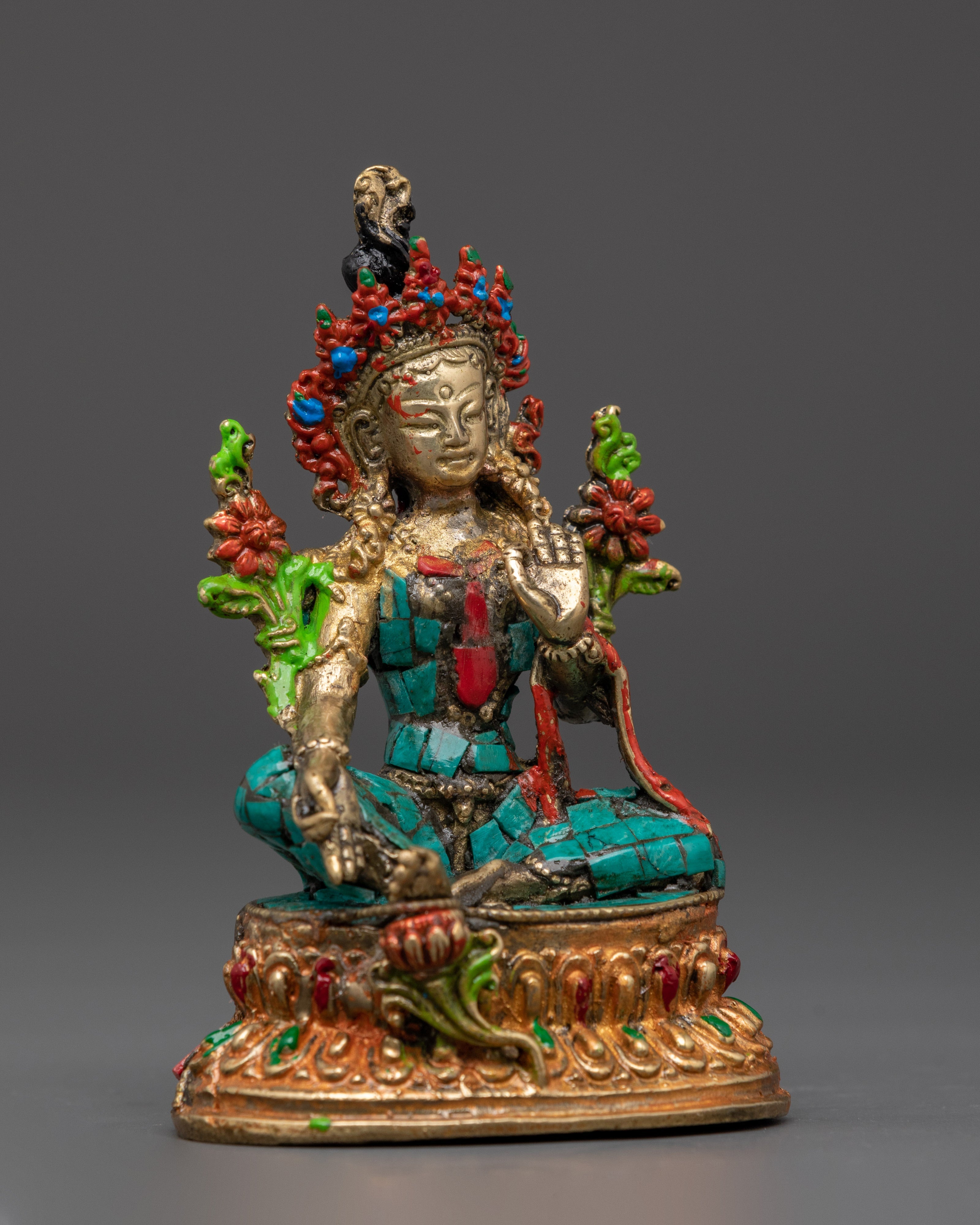Handcrafted Green Tara Buddhist Deity | Meditation and Home Decor
