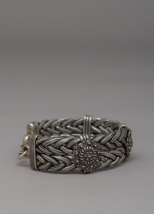 Braided White Metal Bracelet |  Intricate Artisan Craftsmanship