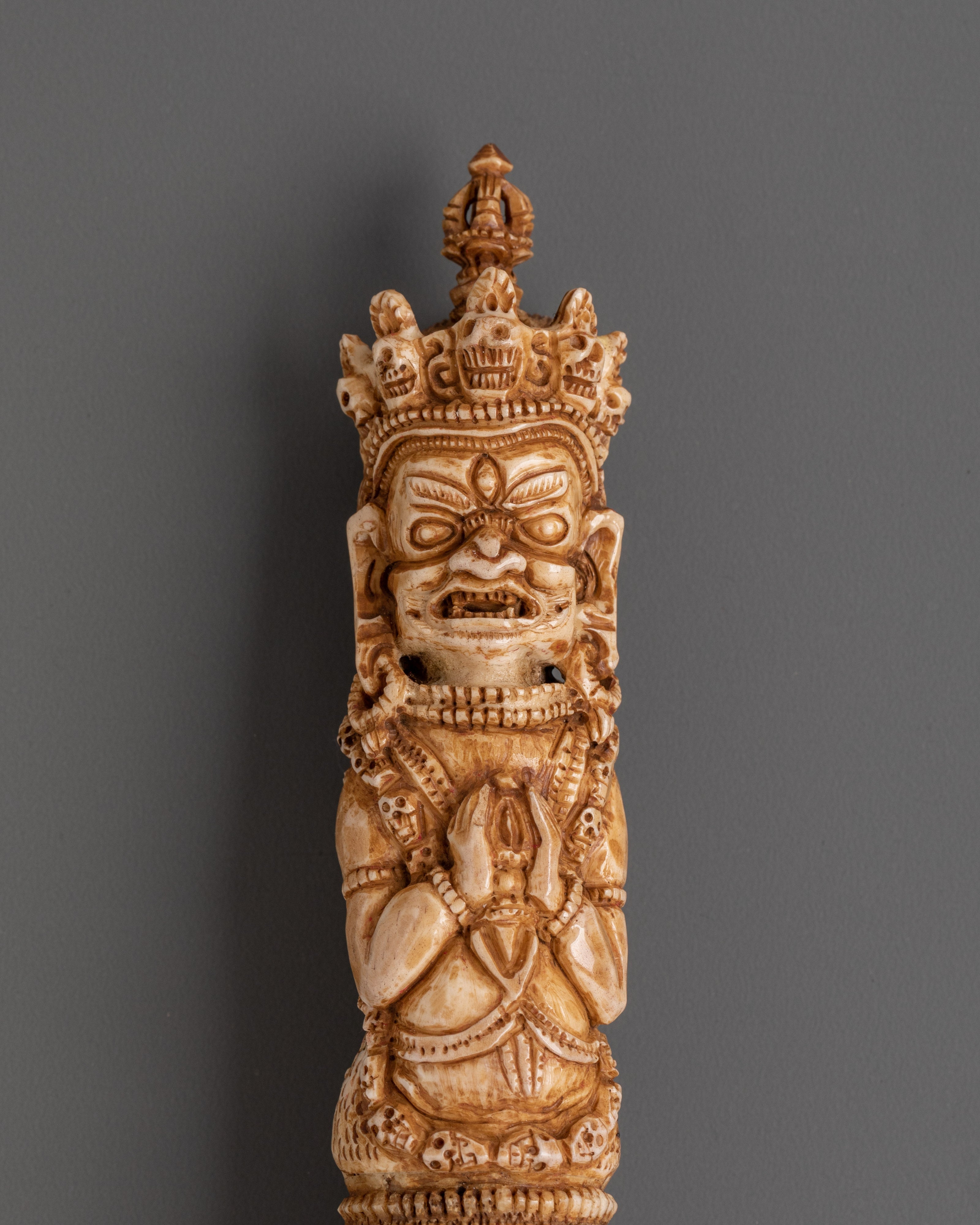 30.5 cm Buffalo Bone Phurba | Hand-Carved Ritual Dagger for Spiritual Purification