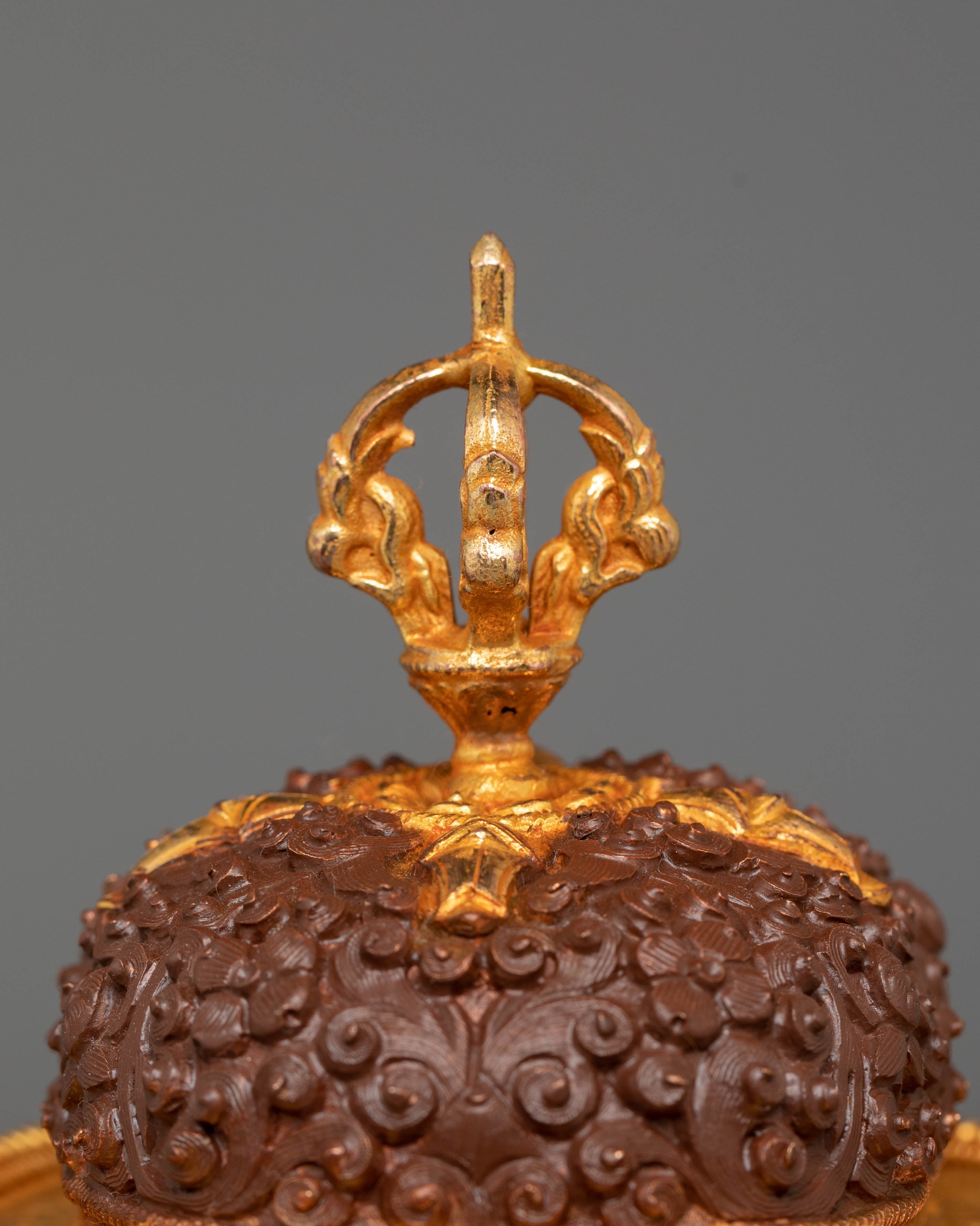 Handmade Tibetan Kapala for Rituals | Gold Plated Copper Body