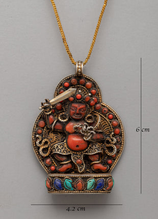 Gold-Plated Pendant with Coral & Turquoise | Design and Semi-Precious Stones