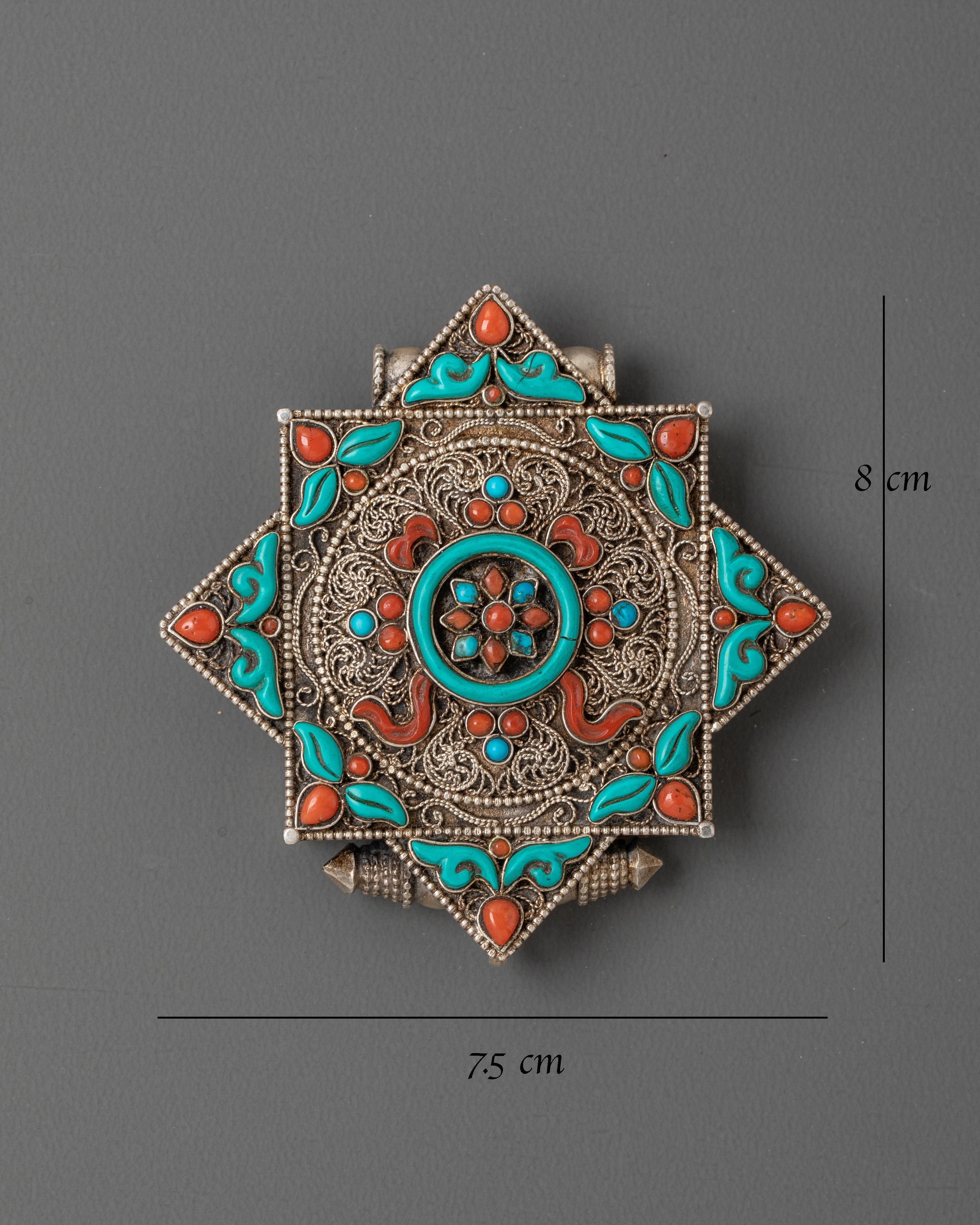 Sacred Tibetan Buddhist Ghau Box Locket | Star Shaped Prayer Amulet Pendant