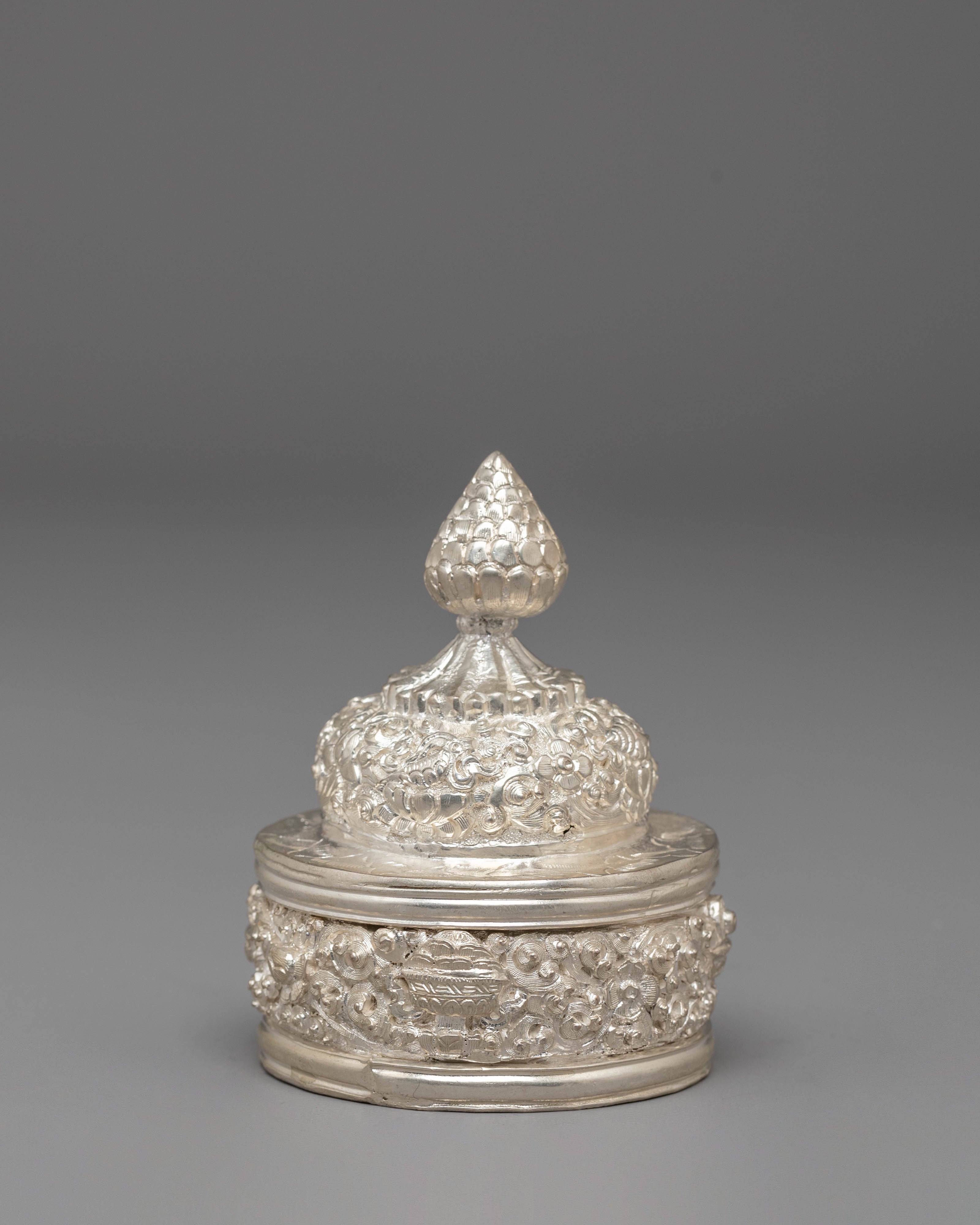 Traditional Rice Offering Pot for Puja and Ceremonies | Silver Plated Ritual Vessel