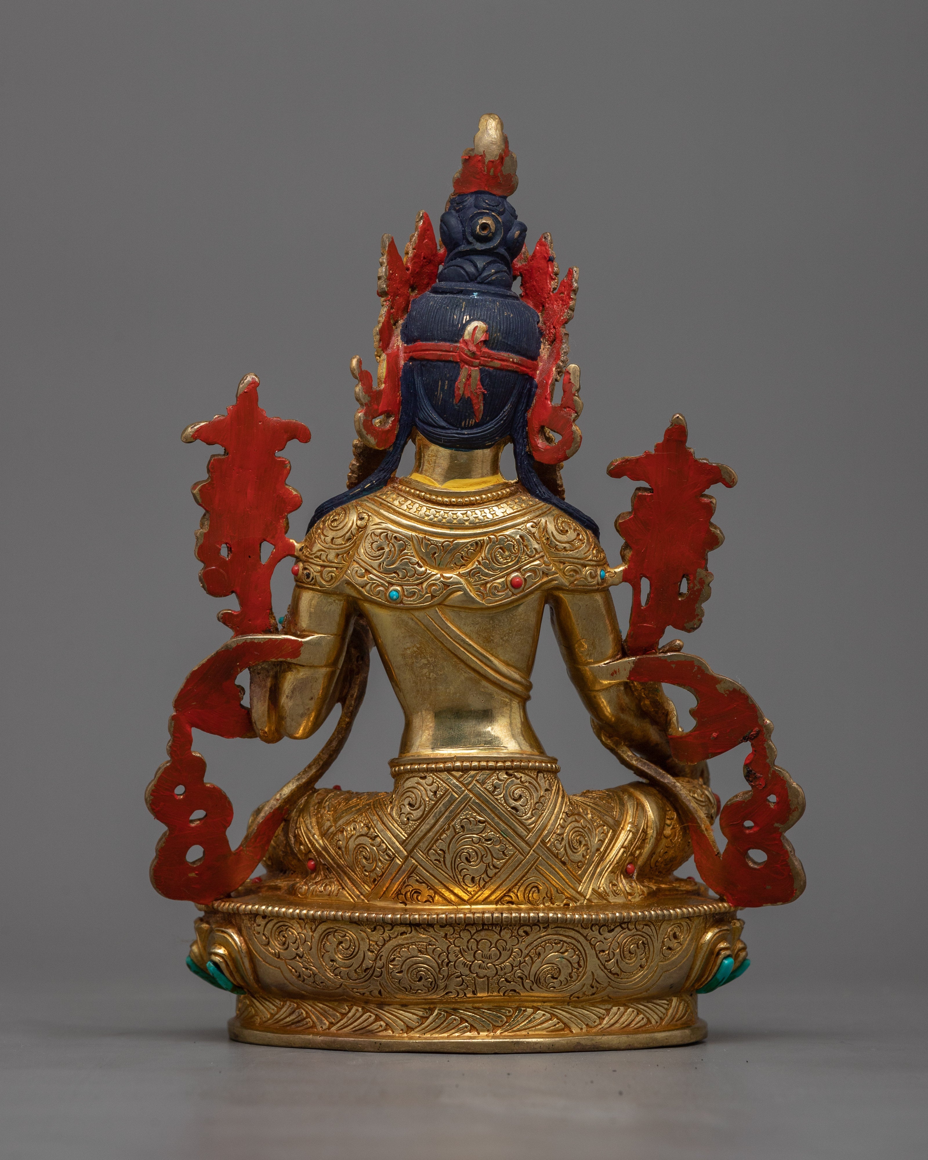 Green Tara Guru Sculpture | 24K Gold Gilded | Symbol of Protection