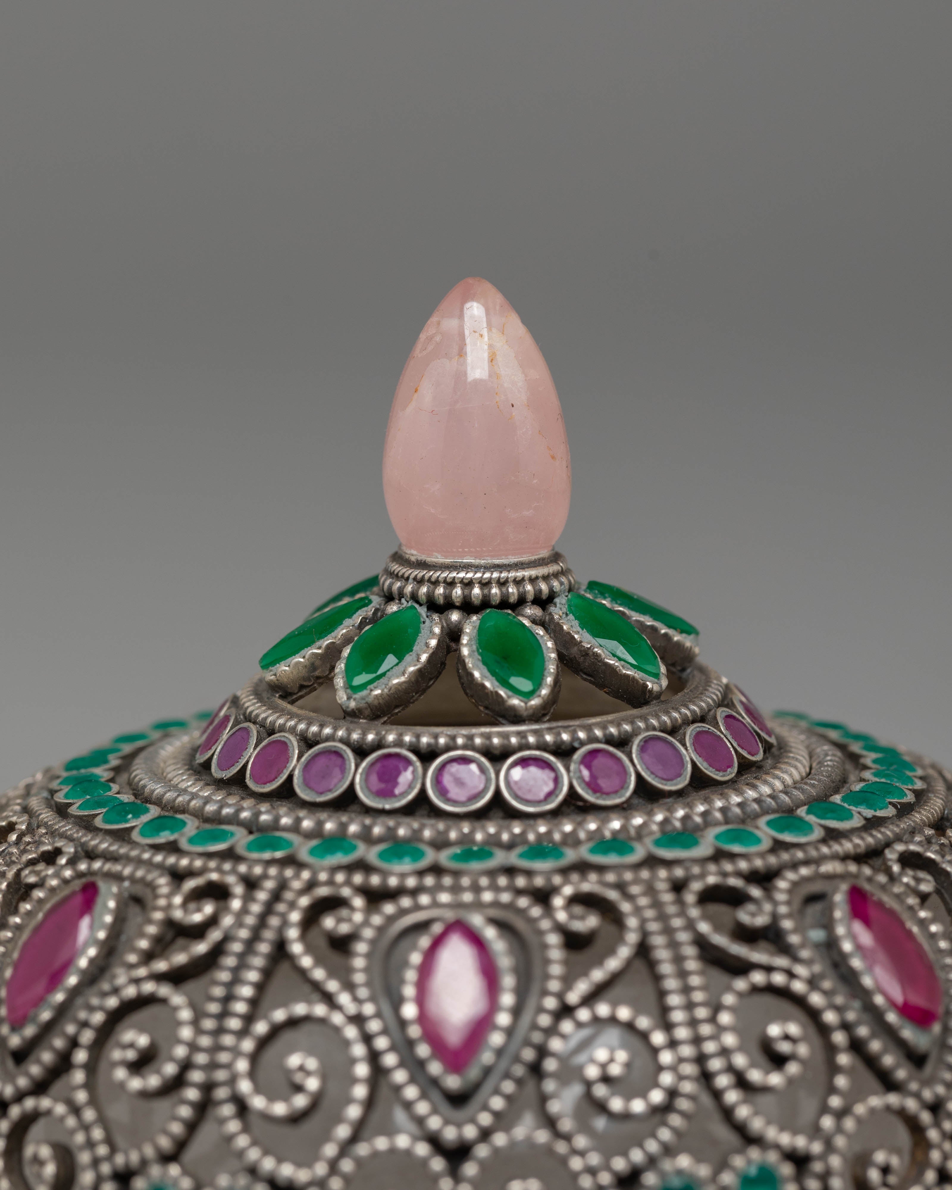 Spiritual Tibetan Dhupur Rice Pot | Sacred Silver Offering Vessel