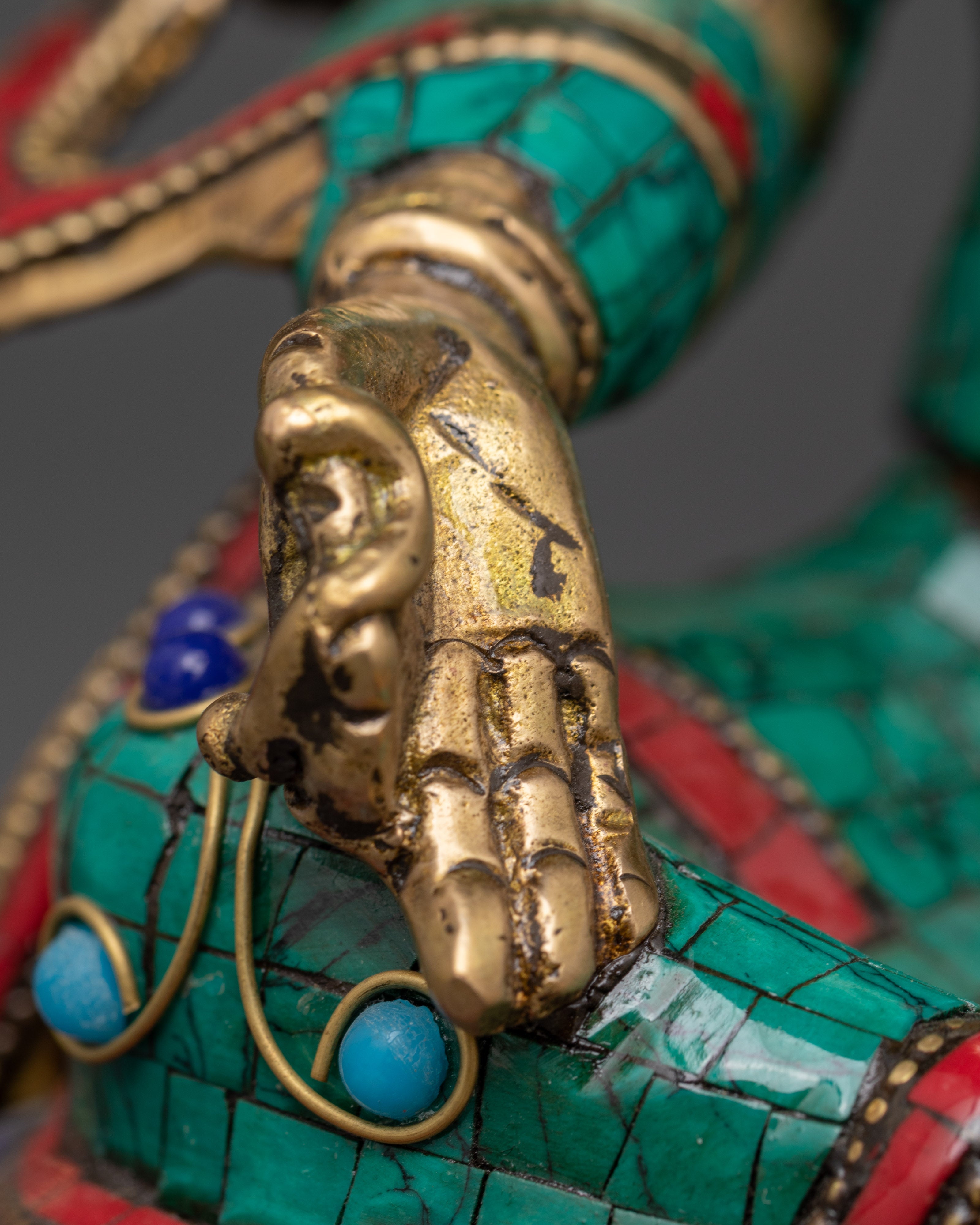 Handcrafted Brass Green Tara Statue | Tibetan Goddess Art