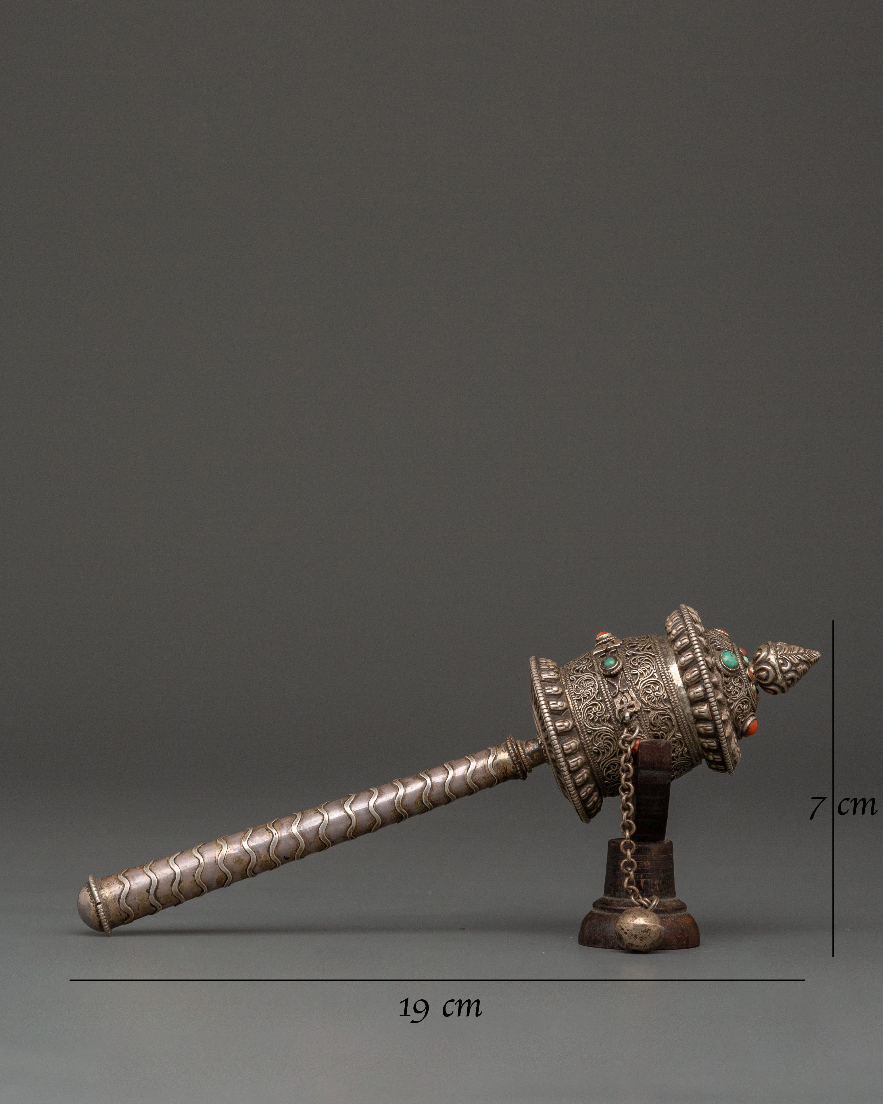 Tibetan Prayer Wheel 92.5% Silver | Handcrafted Spinning Mani Wheel