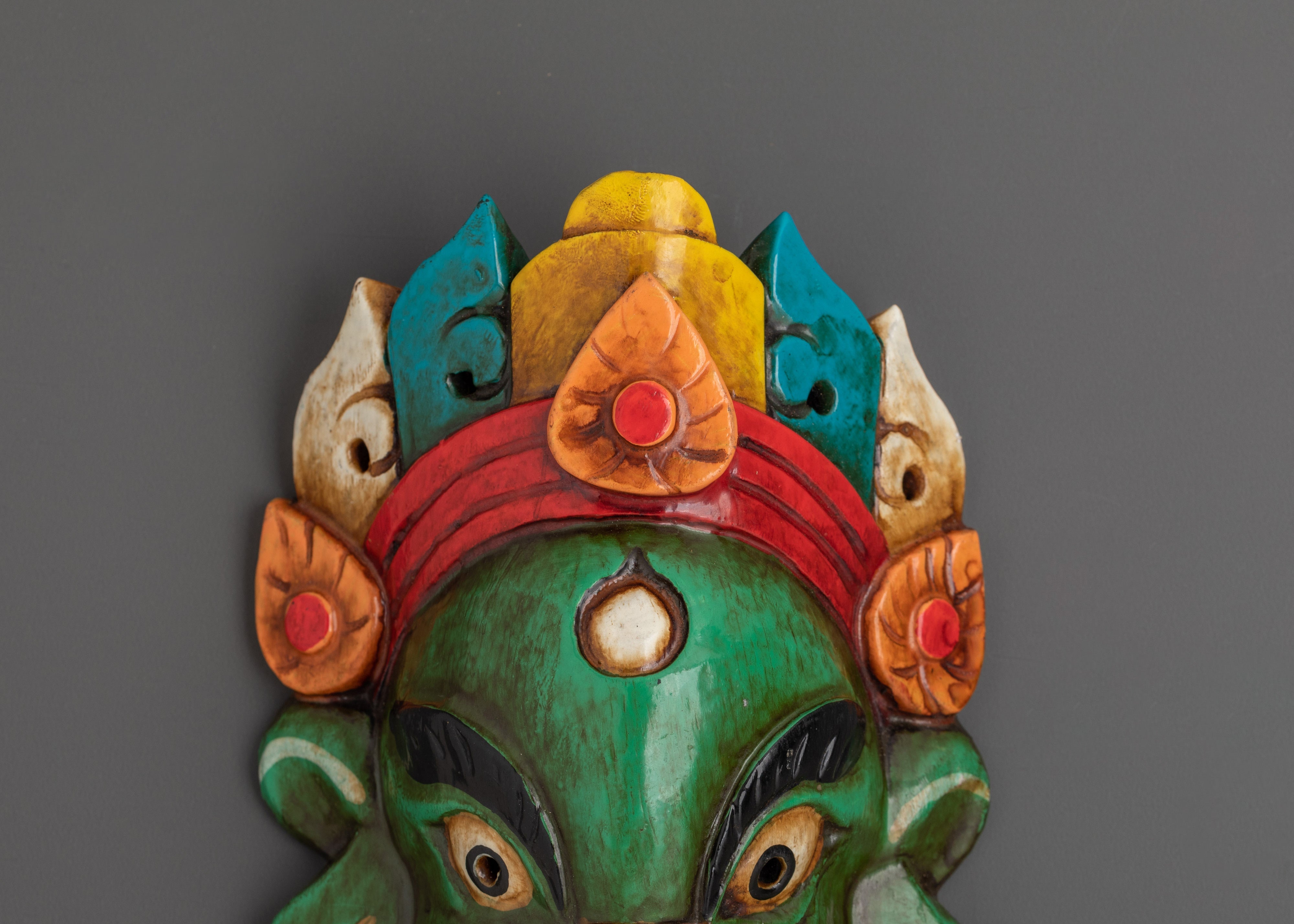 Handcrafted Wooden Ganesha Mask Wall Hanging Decor | Spiritual Gift